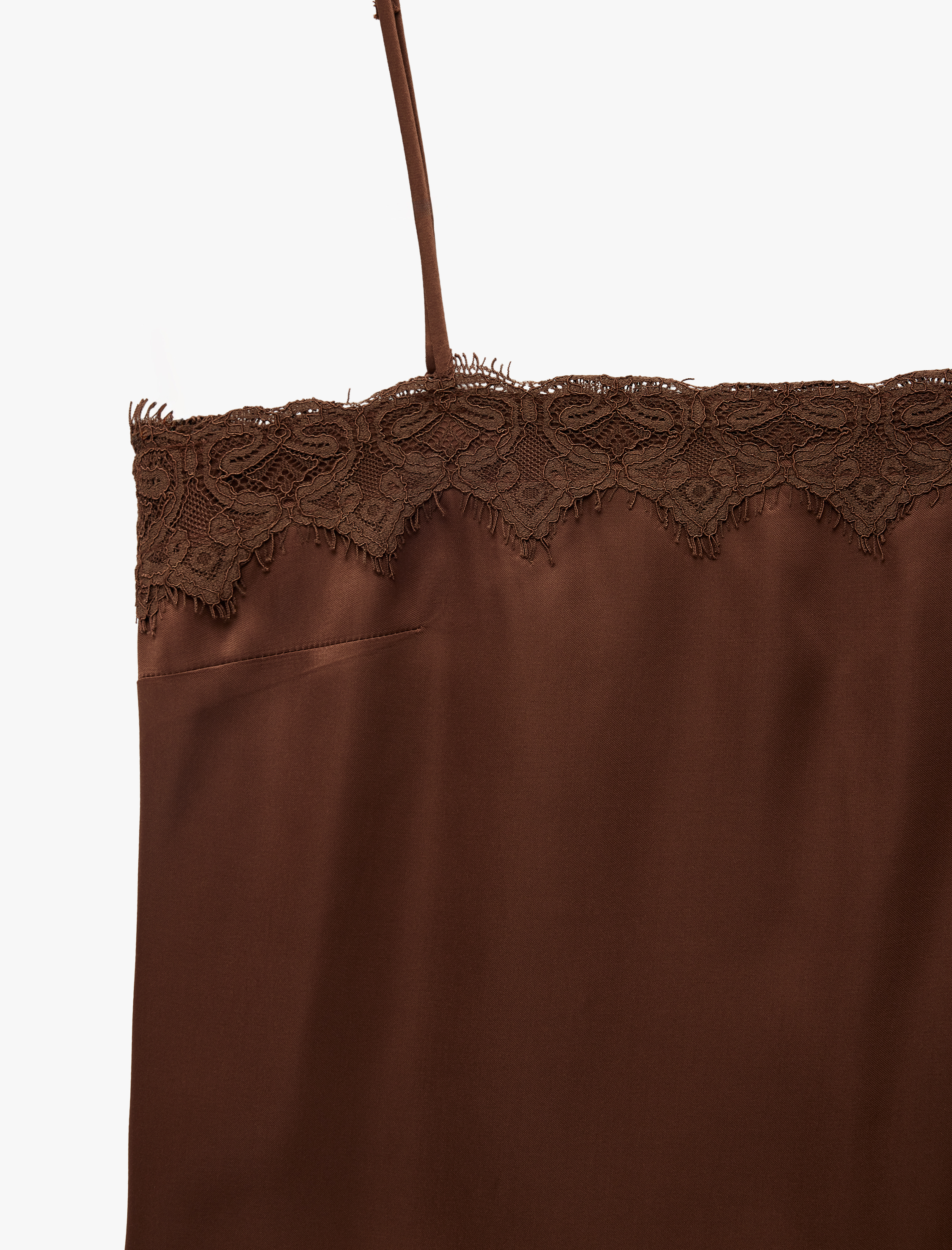   Dantel Detaylı İnce Askılı Saten Bluz