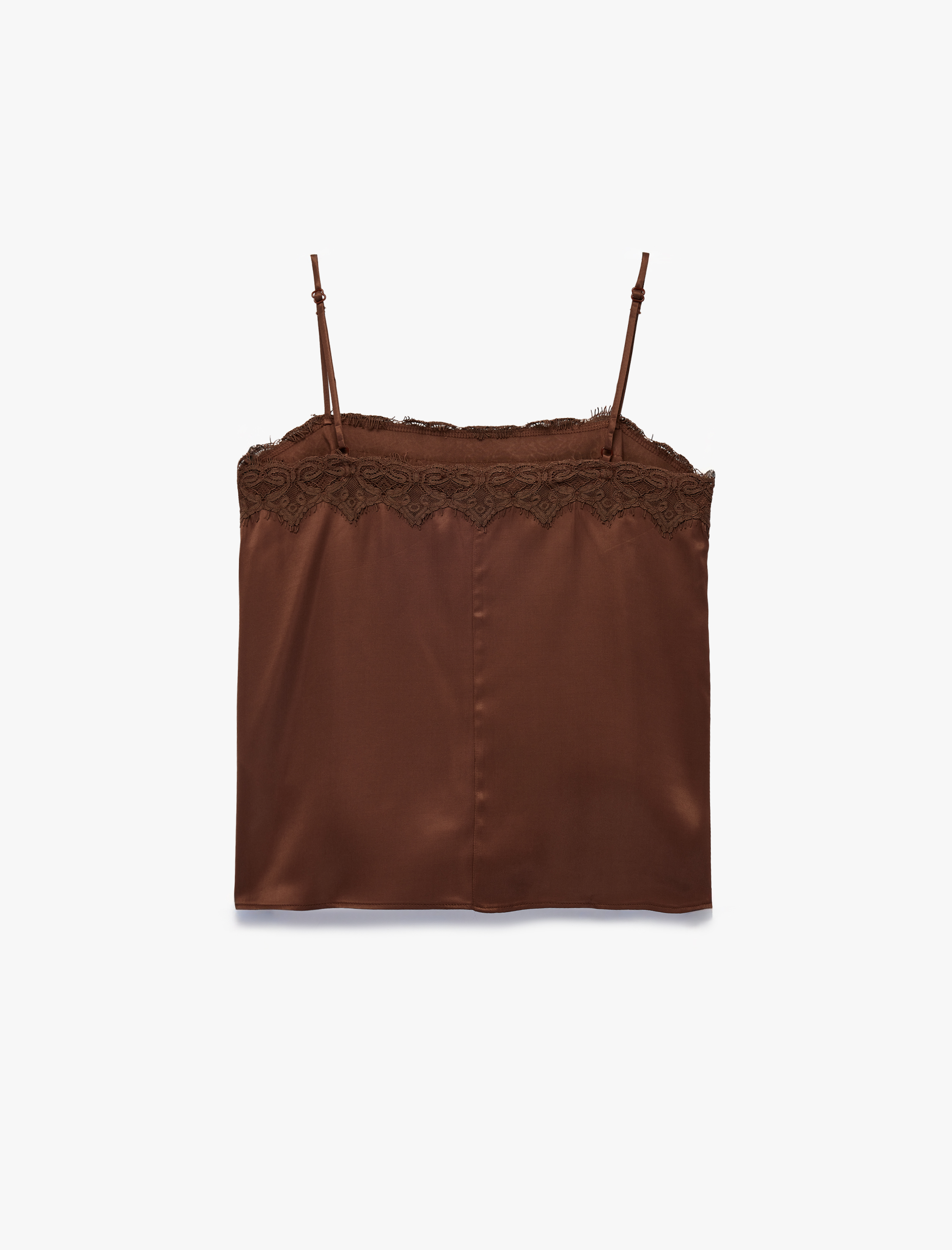   Dantel Detaylı İnce Askılı Saten Bluz