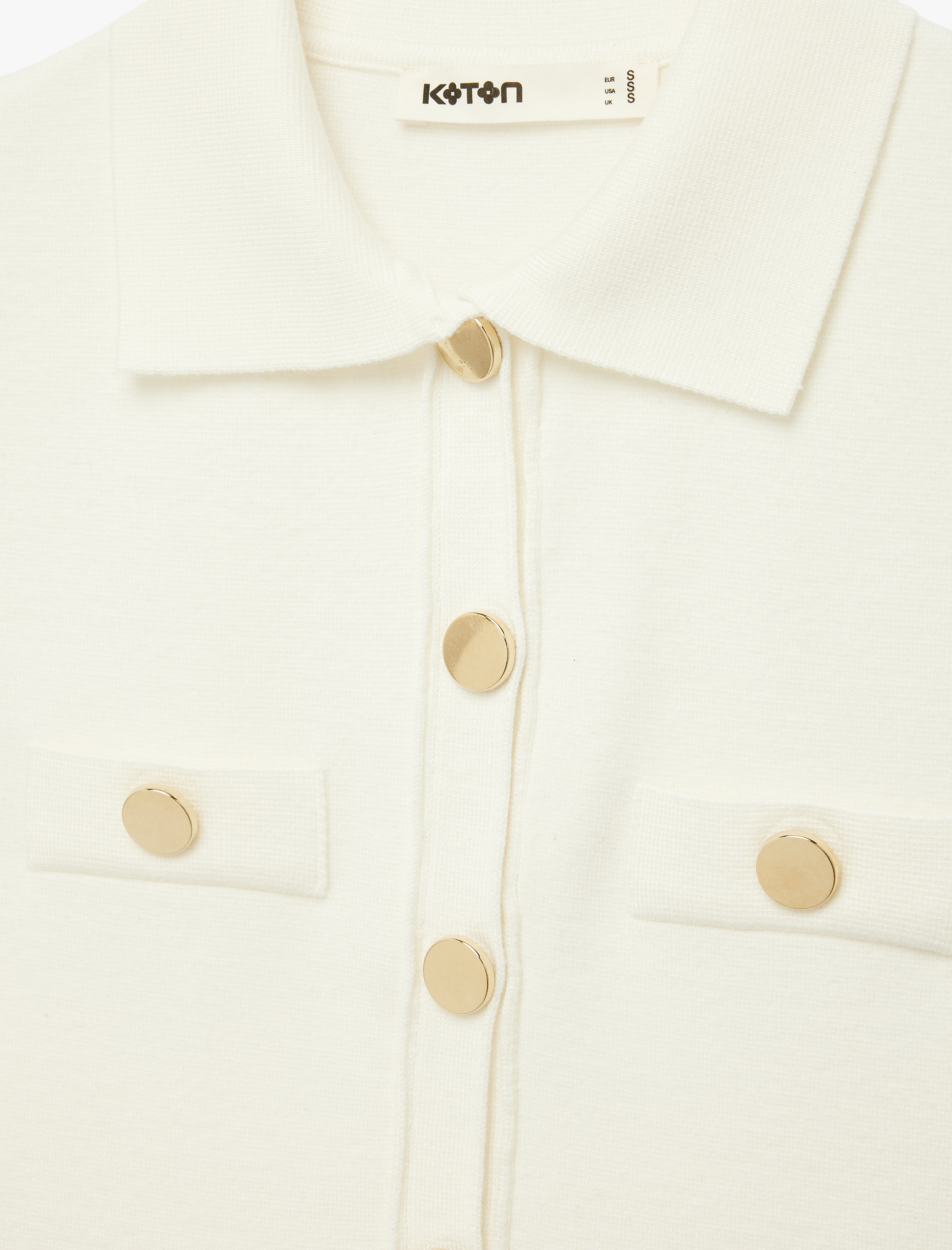   Regular Fit Gömlek Yaka Düğmeli Aplike Detaylı Triko Yelek