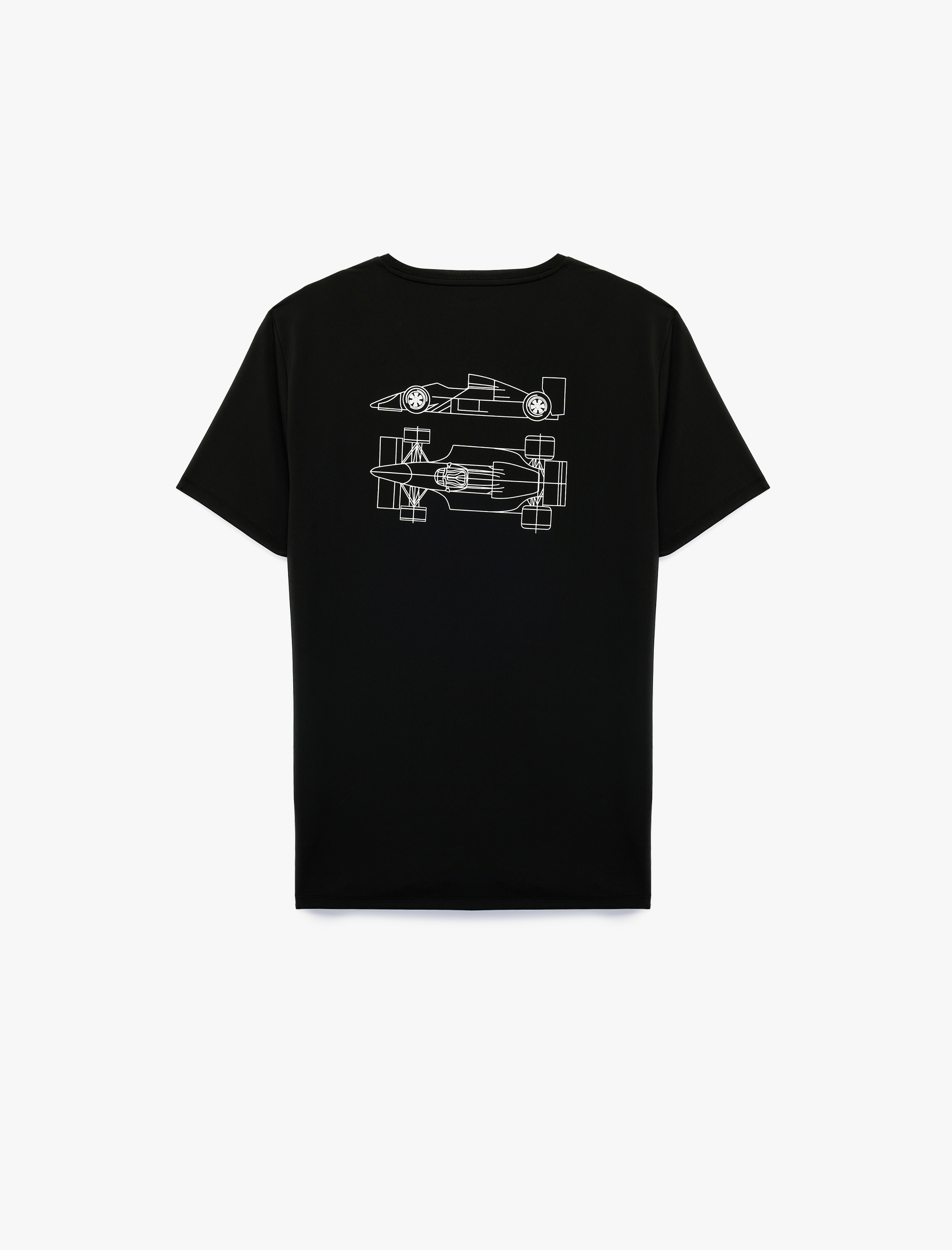   Rahat Kalıp Kısa Kollu Bisiklet Yaka Arkası Baskılı Spor Tişört