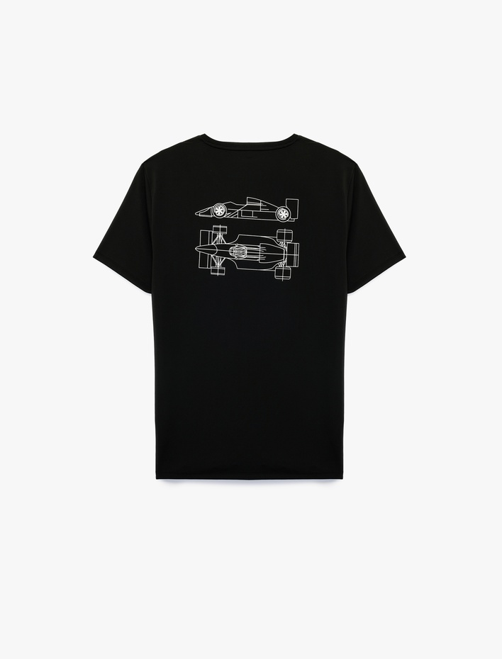  Rahat Kalıp Kısa Kollu Bisiklet Yaka Arkası Baskılı Spor Tişört