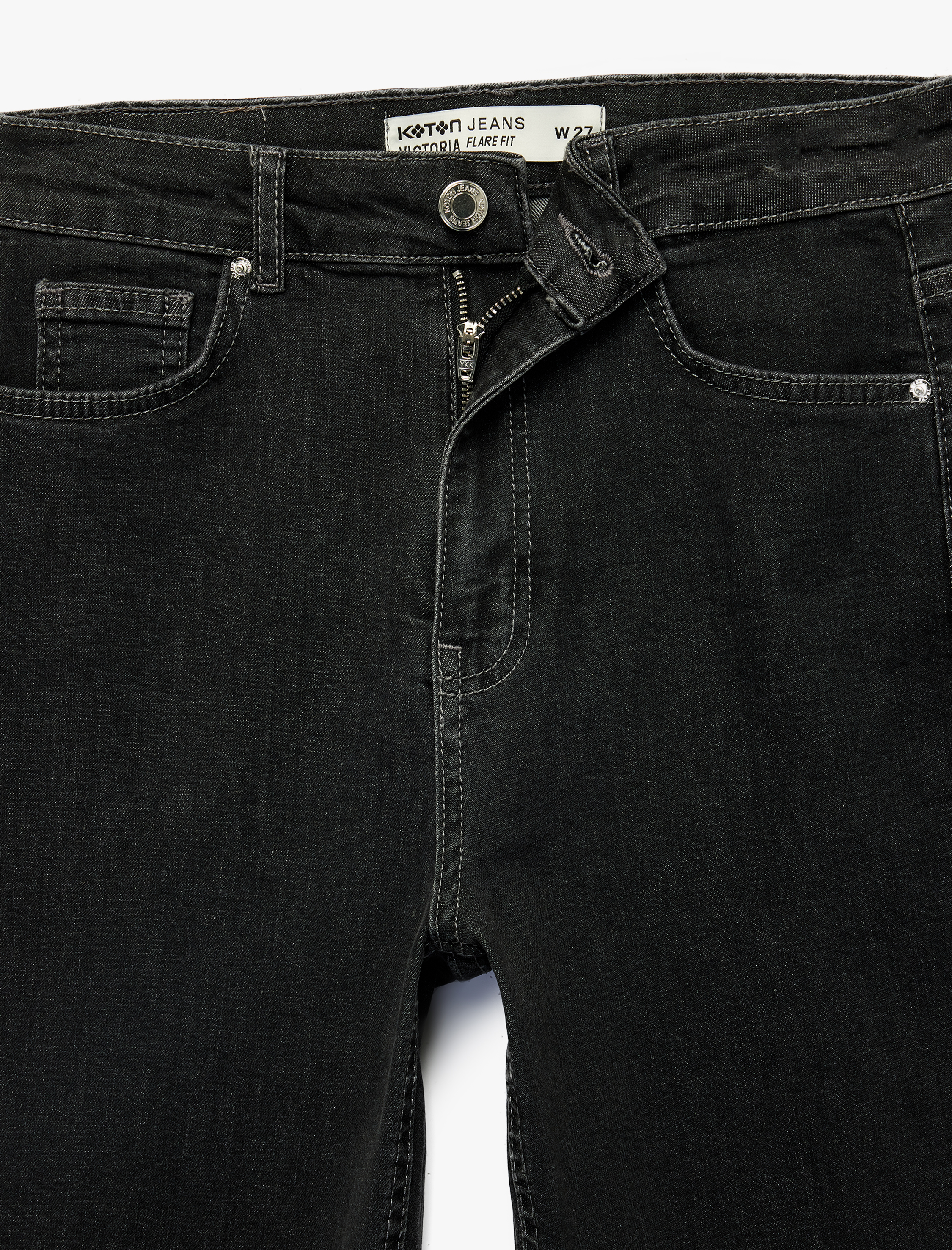   Pamuklu İspanyol Paça Dar Kalıp Yüksek Bel Denim Pantolon - Flare Jeans