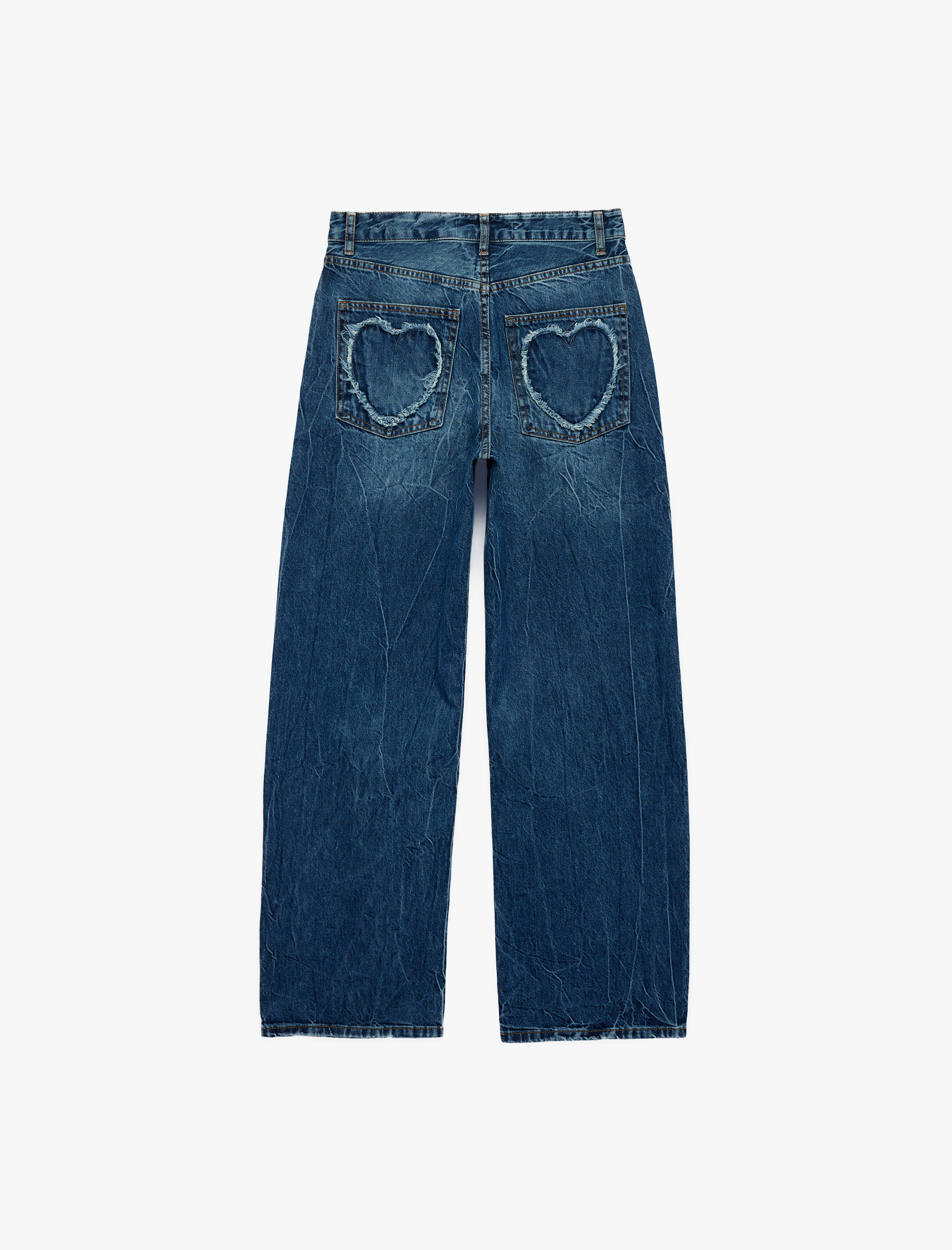   Regular Fit Cep Detaylı Yıkamalı Düz Paça Denim Pantolon - Baggy Jeans