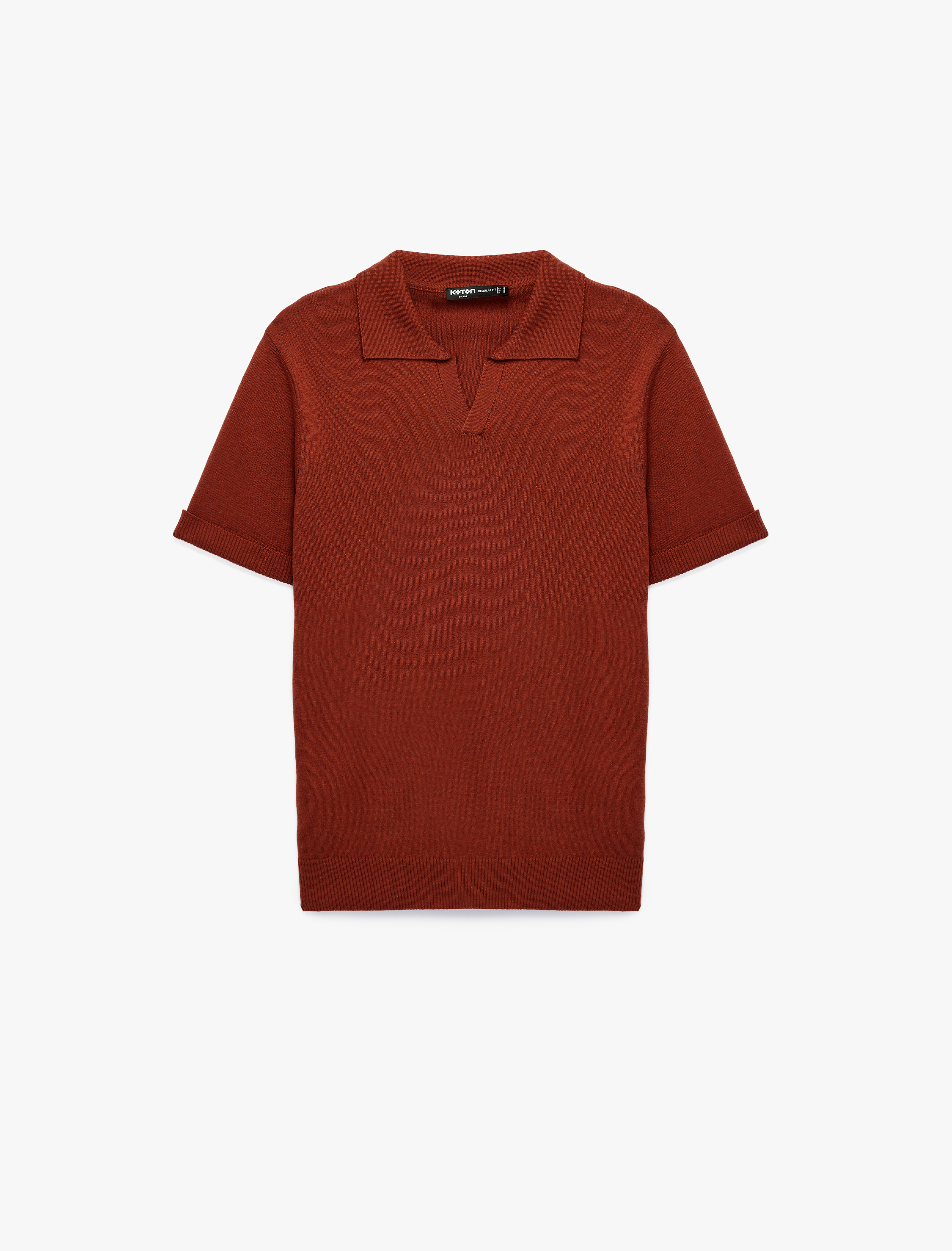   Regular Fit Kısa Kollu Keten Karışımlı Polo Yaka Triko Tişört