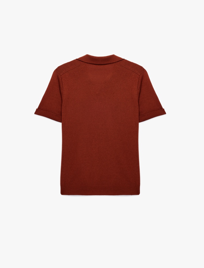  Regular Fit Kısa Kollu Keten Karışımlı Polo Yaka Triko Tişört