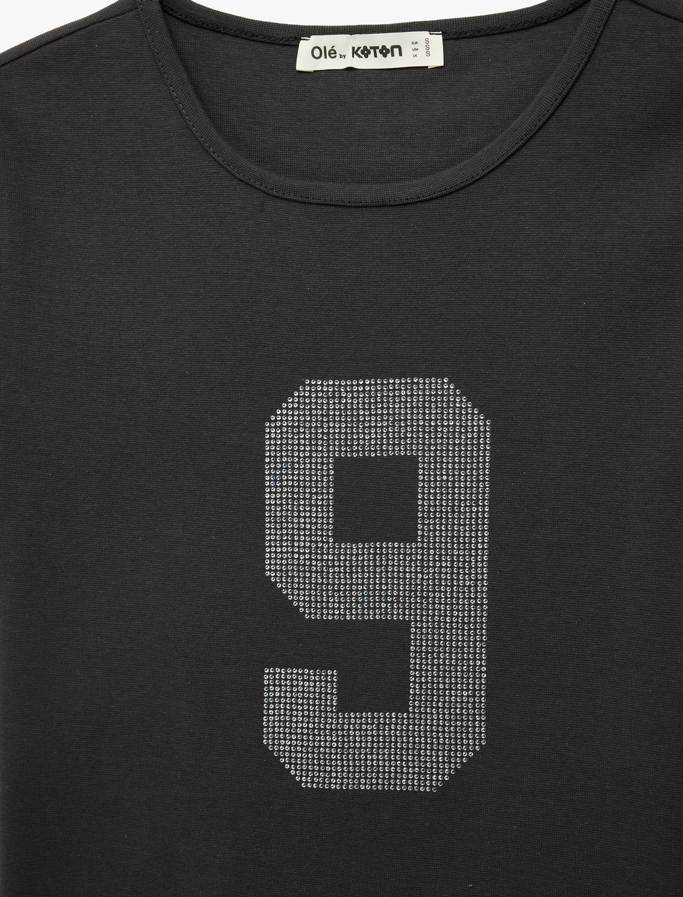   Bisiklet Yaka Slim Fit Kısa Kollu Taş Detaylı Tişört