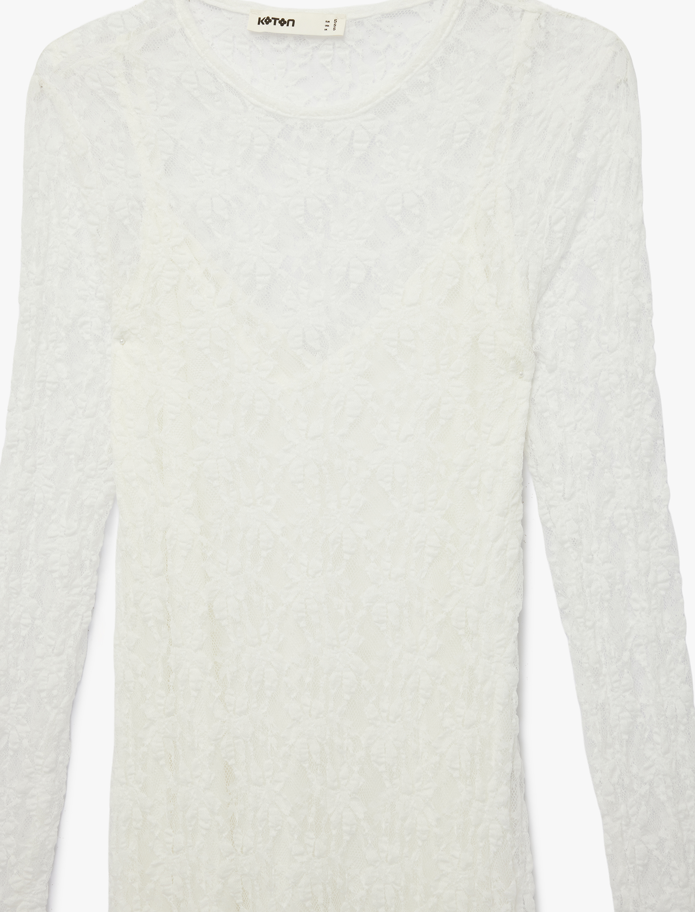   Astarlı Slim Fit Uzun Kollu Yuvarlak Yaka Dantel Uzun Elbise