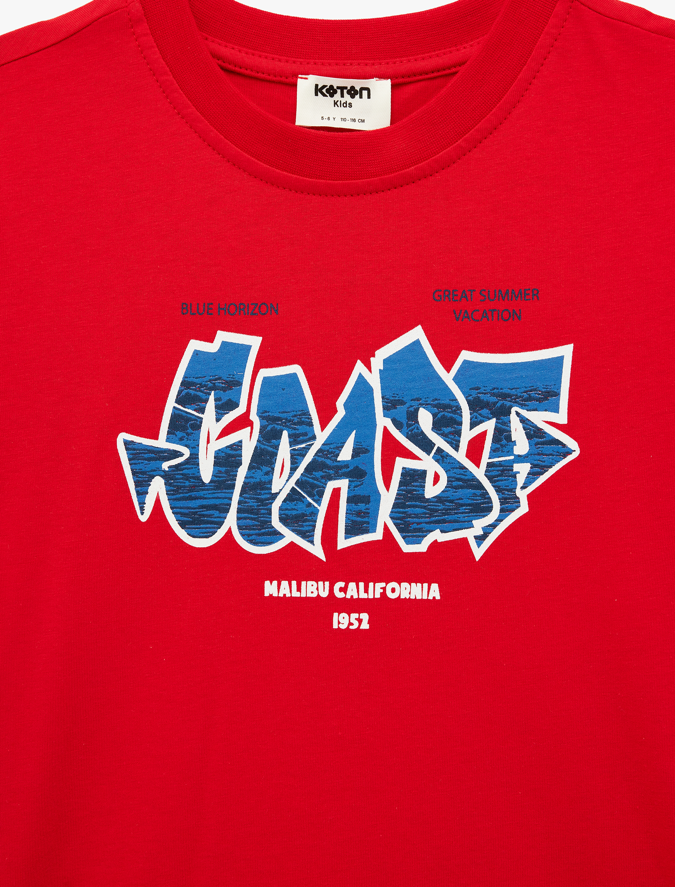  Erkek Çocuk Pamuklu Kısa Kollu Bisiklet Yaka Baskılı Tişört