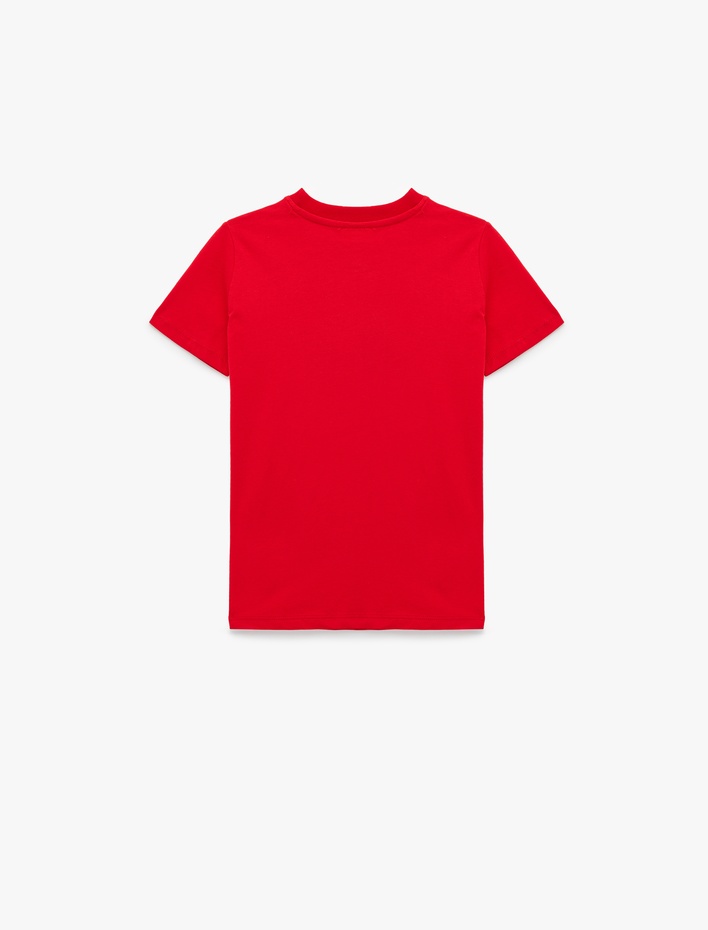 Erkek Çocuk Pamuklu Kısa Kollu Bisiklet Yaka Baskılı Tişört