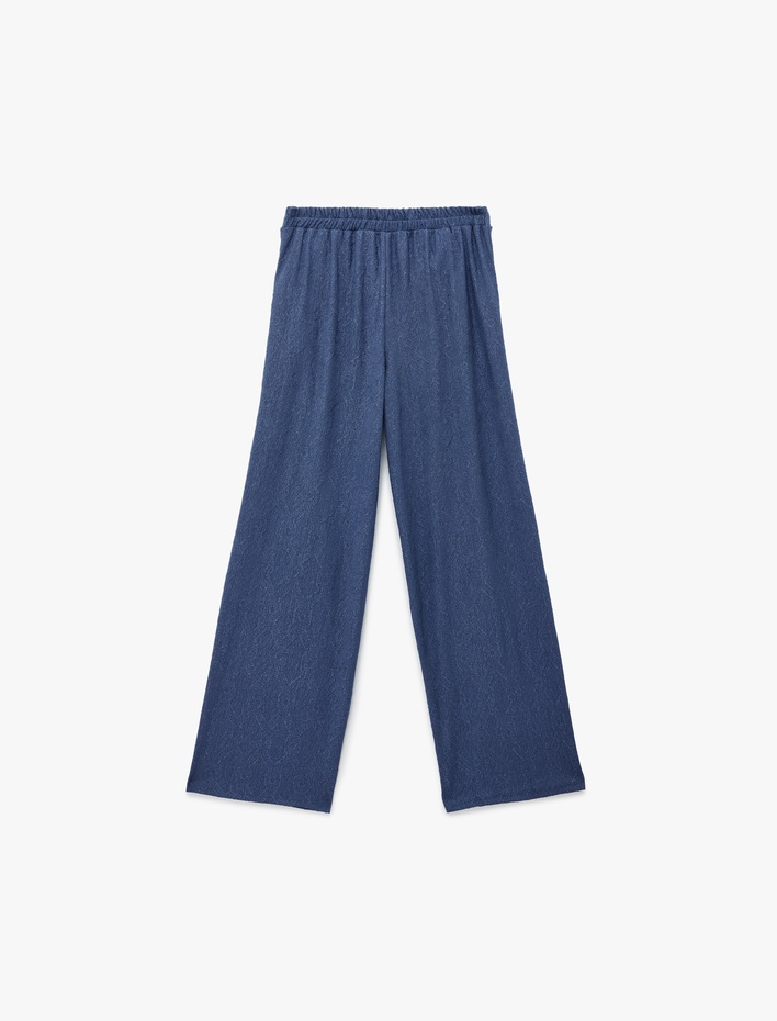 Kız Çocuk Cep Detaylı Beli Lastikli Geniş Paça Pantolon