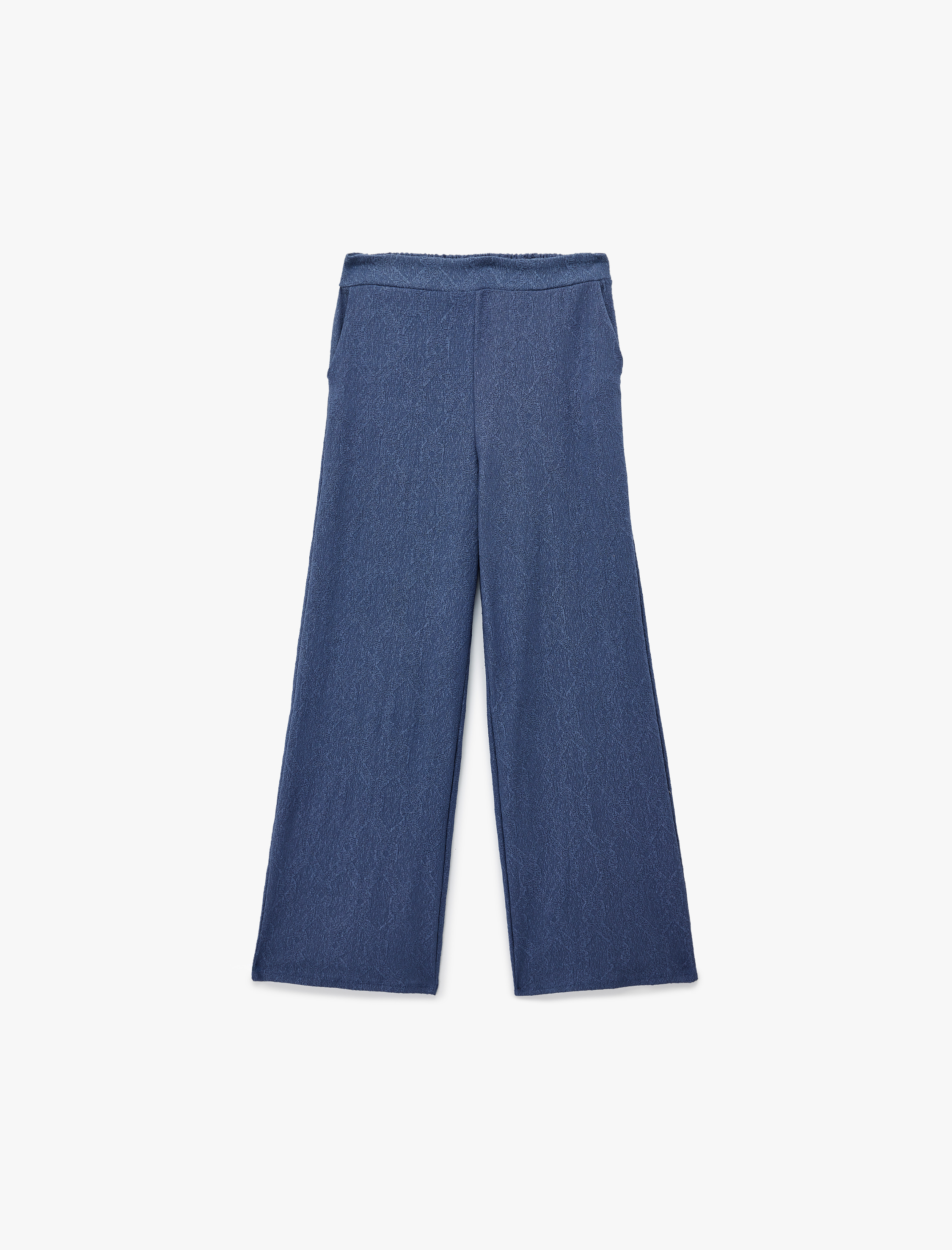  Kız Çocuk Cep Detaylı Beli Lastikli Geniş Paça Pantolon