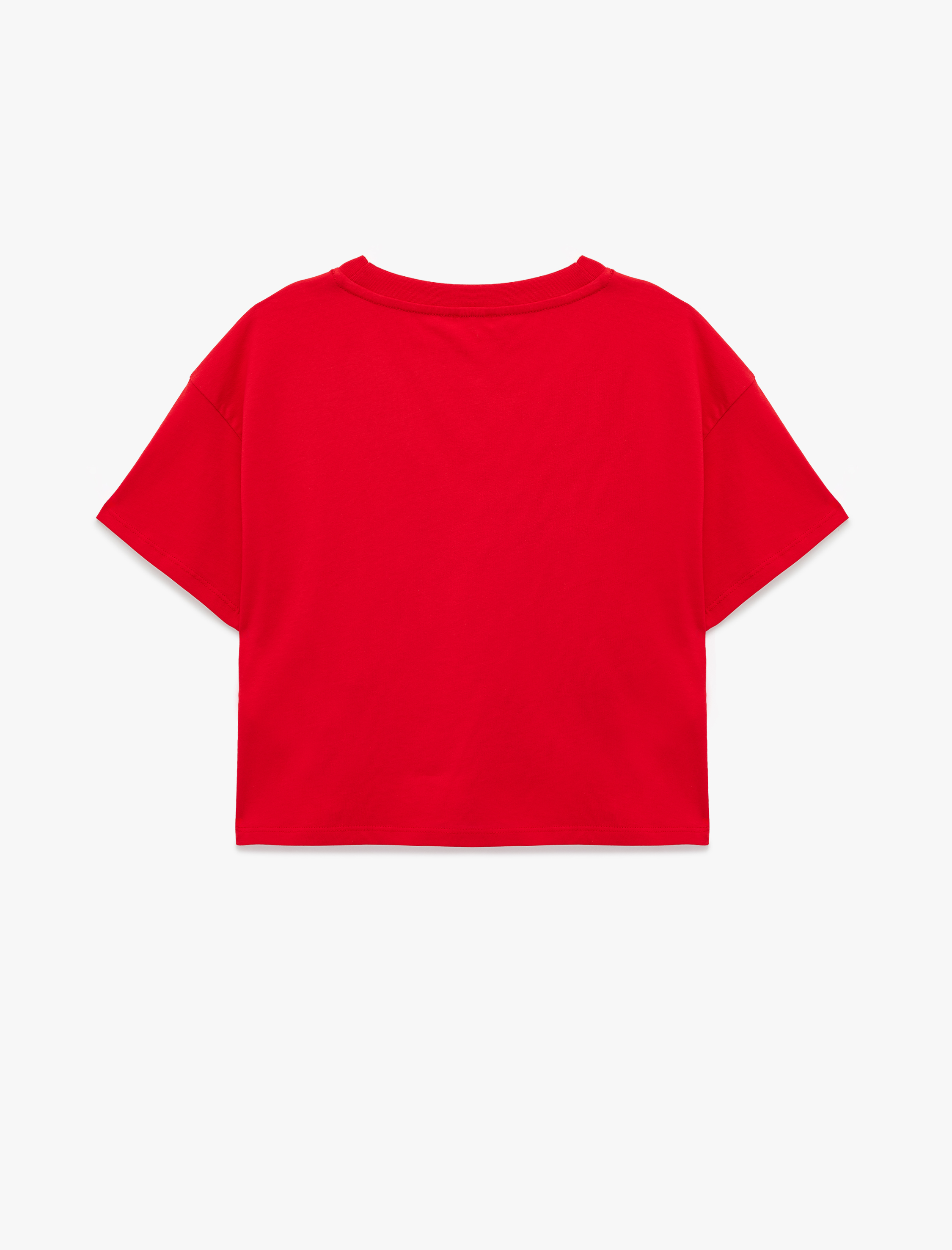  Kız Çocuk Bisiklet Yaka Kısa Kollu Pamuklu Büzgülü Tişört