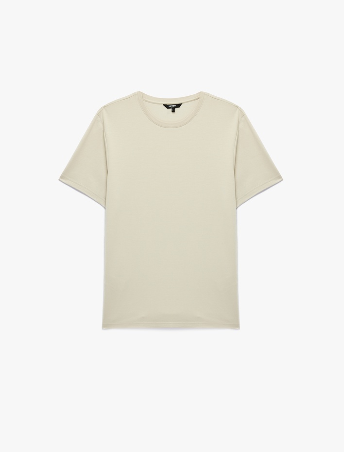  Regular Fit Kısa Kollu Bisiklet Yaka Basic Viskon Spor Tişört