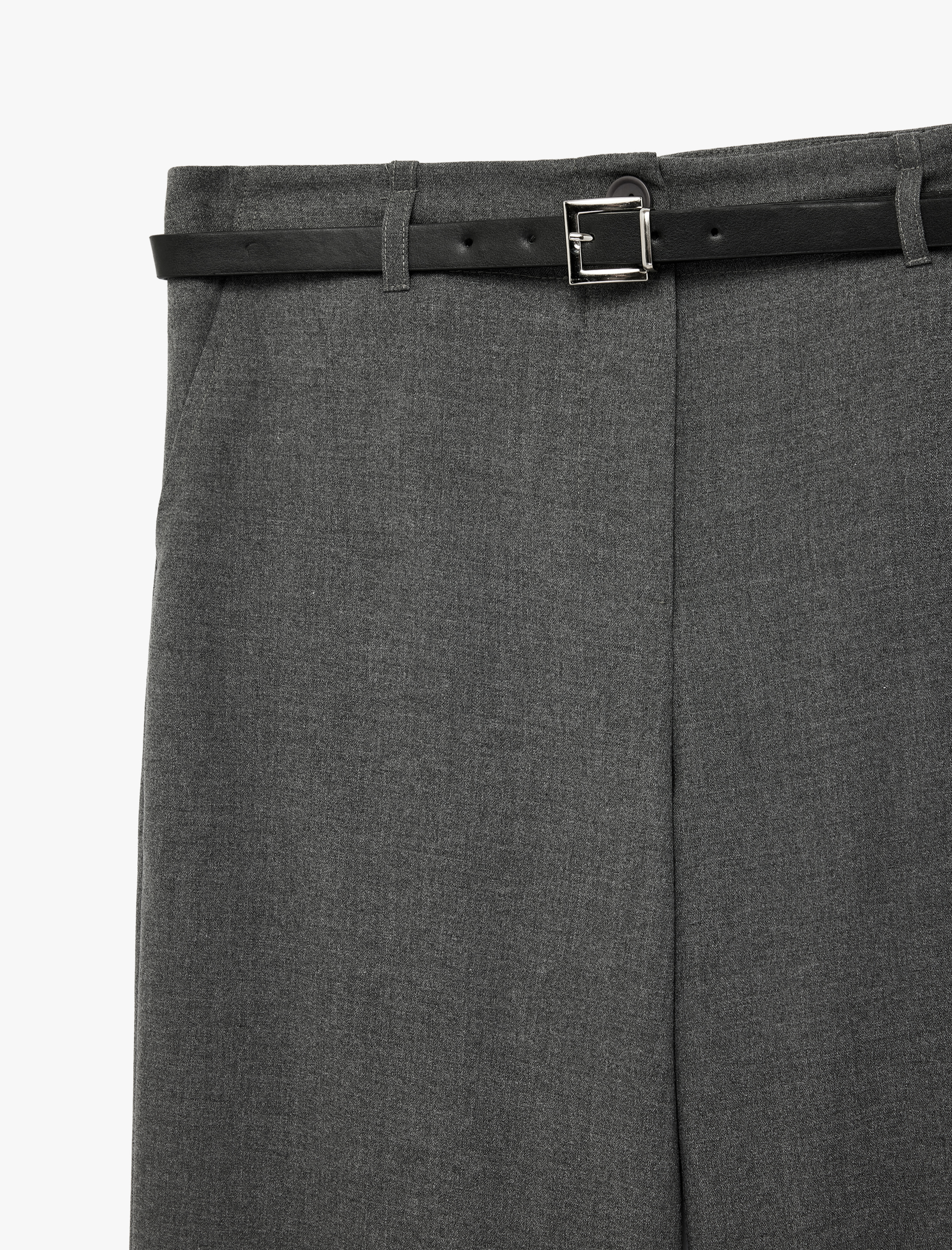   Cepli Kemer Detaylı Viskon Karışımlı Geniş Paça Pantolon