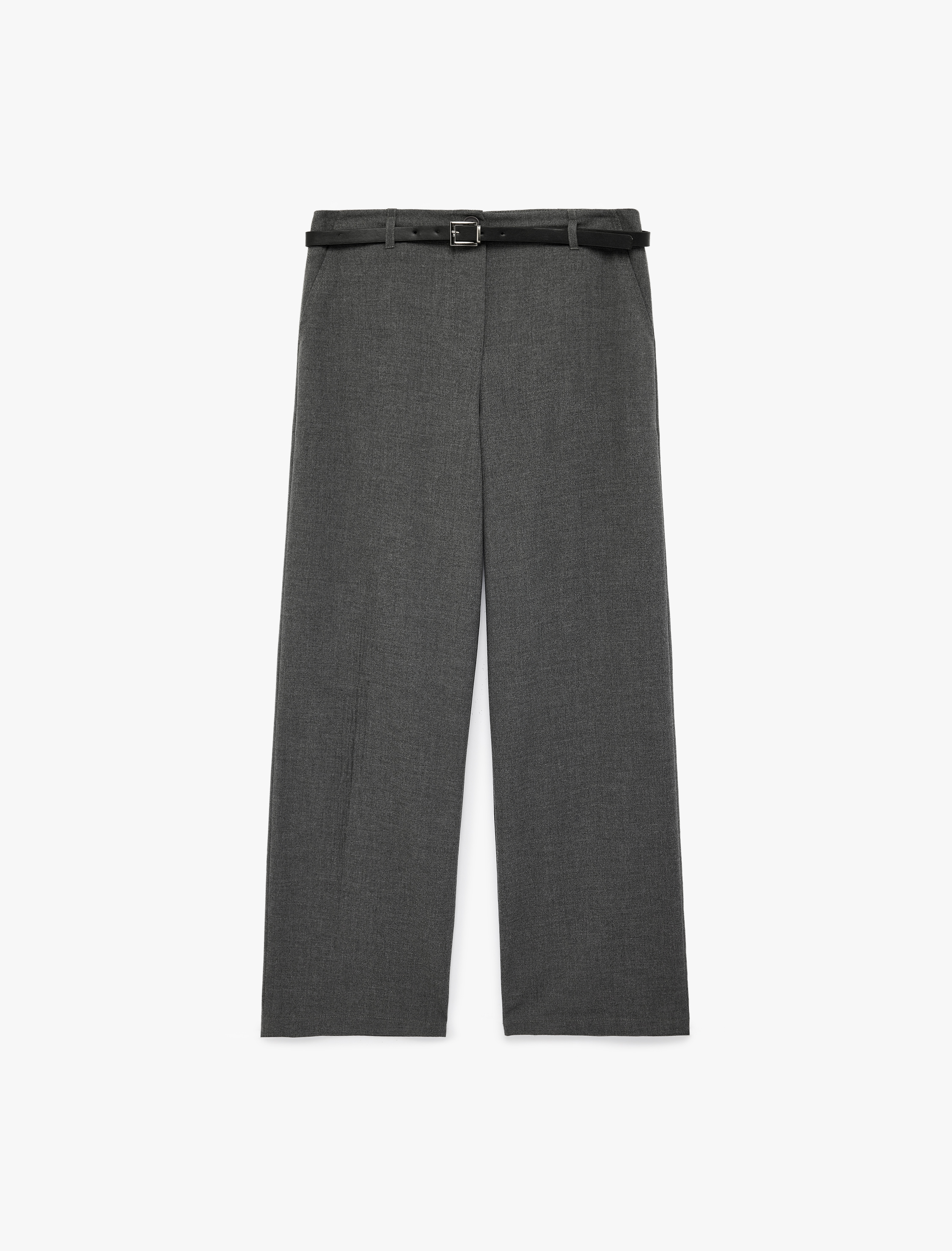   Cepli Kemer Detaylı Viskon Karışımlı Geniş Paça Pantolon