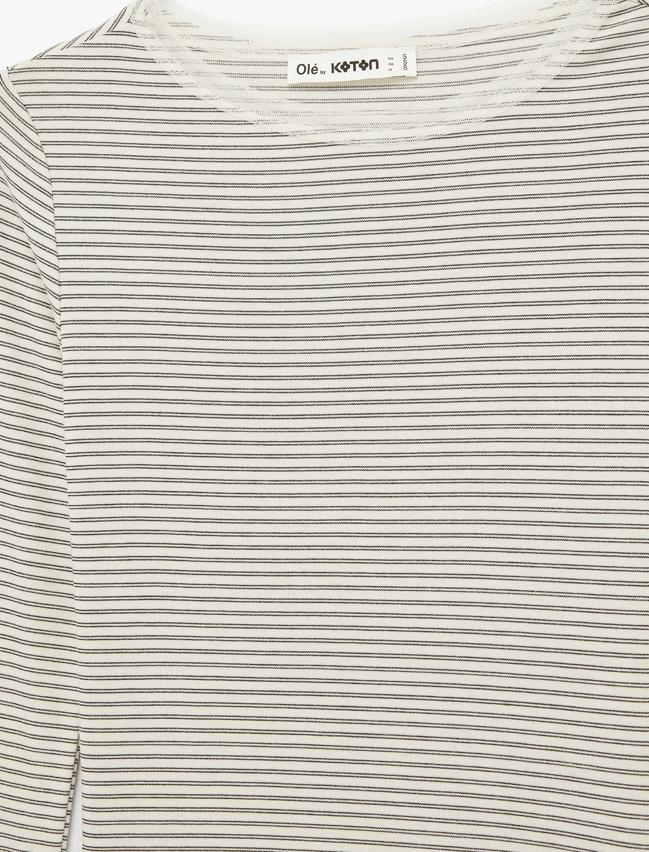   Dantel Detaylı Viskon Karışımlı Kayık Yaka Uzun Kollu Tişört