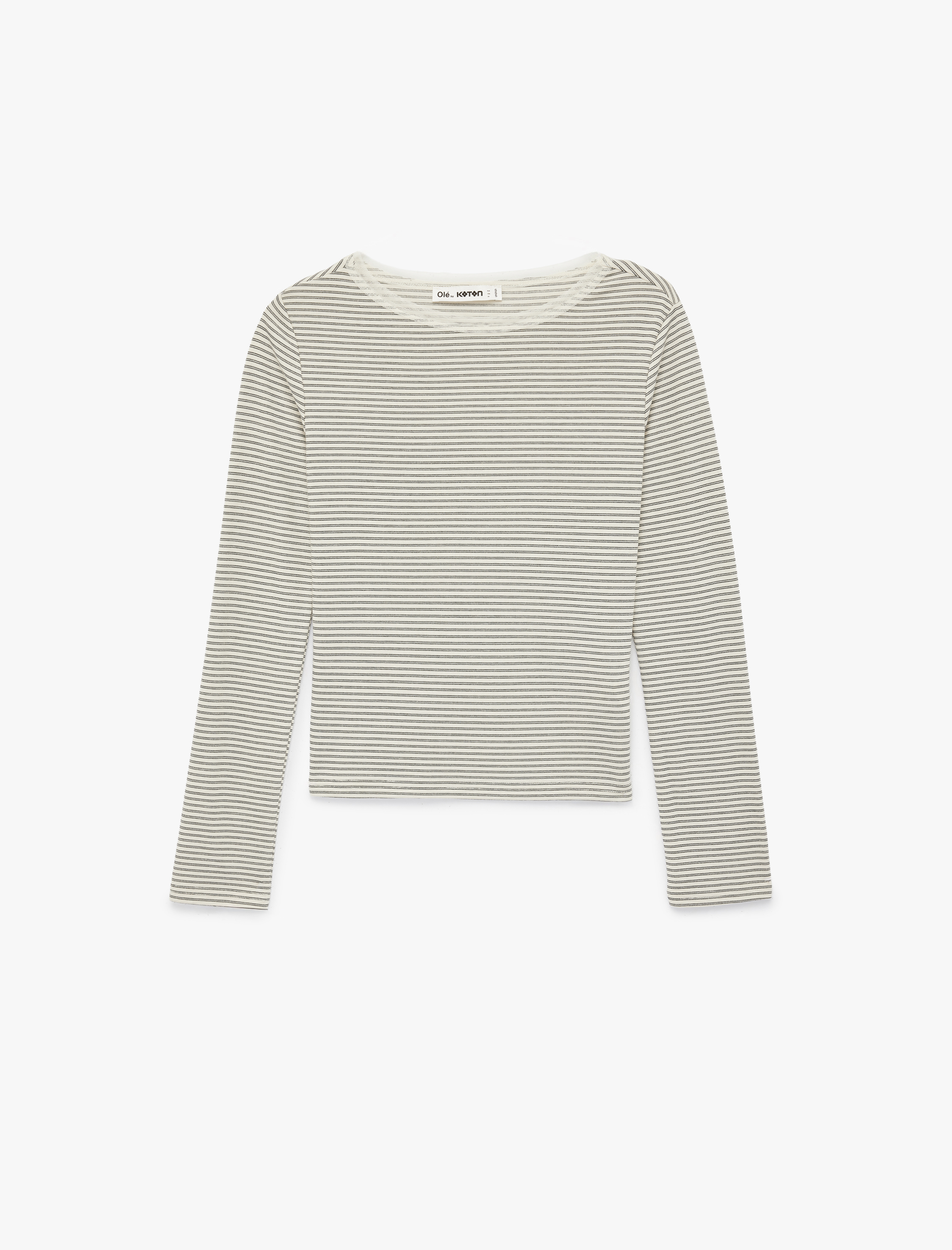   Dantel Detaylı Viskon Karışımlı Kayık Yaka Uzun Kollu Tişört