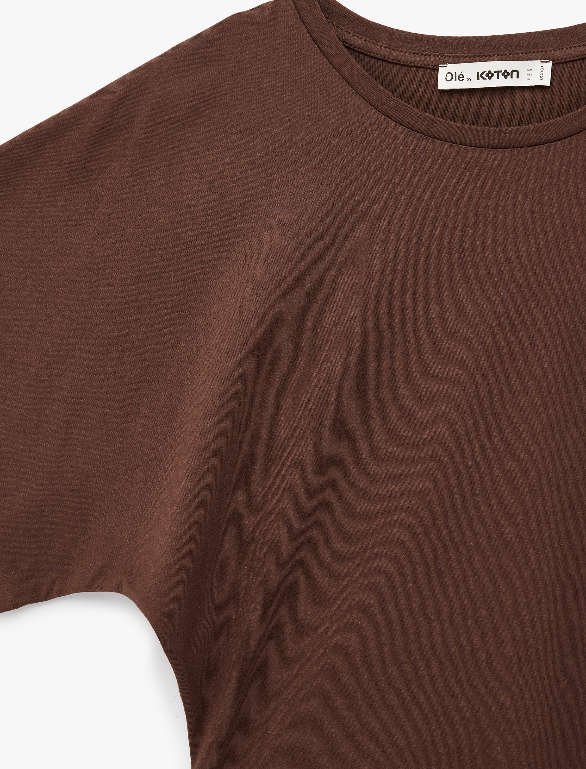   Pamuklu Slim Fit Kısa Yarasa Kollu Bisiklet Yaka Tişört