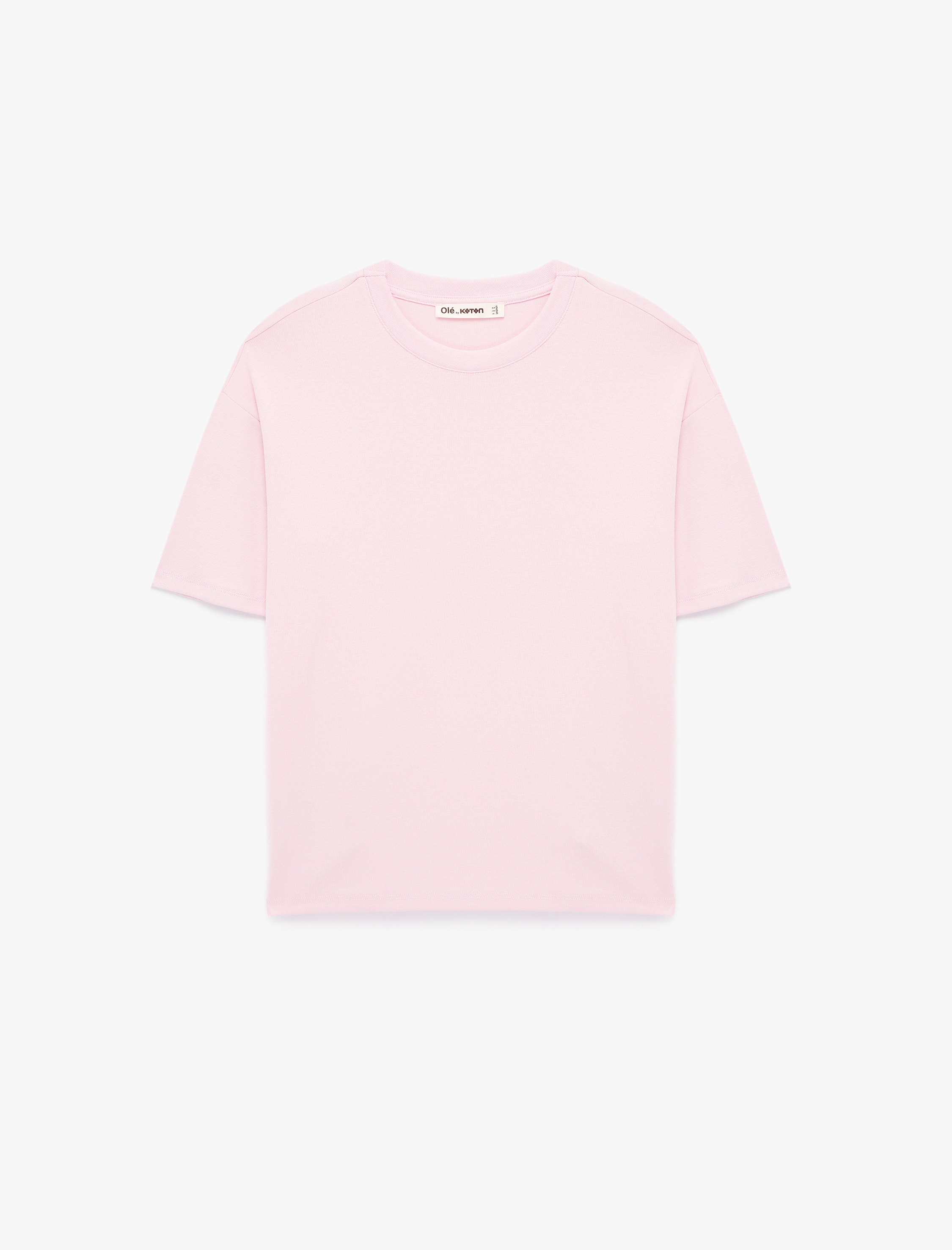   Kısa Kollu Bisiklet Yaka Modal Karışımlı Basic Oversize Tişört