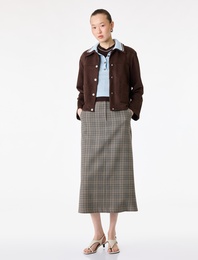 Yırtmaç Detaylı Ekose Kalem Etek