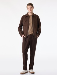 Uzun Kollu Cepli Klasik Yaka Fermuarlı Gömlek Ceket