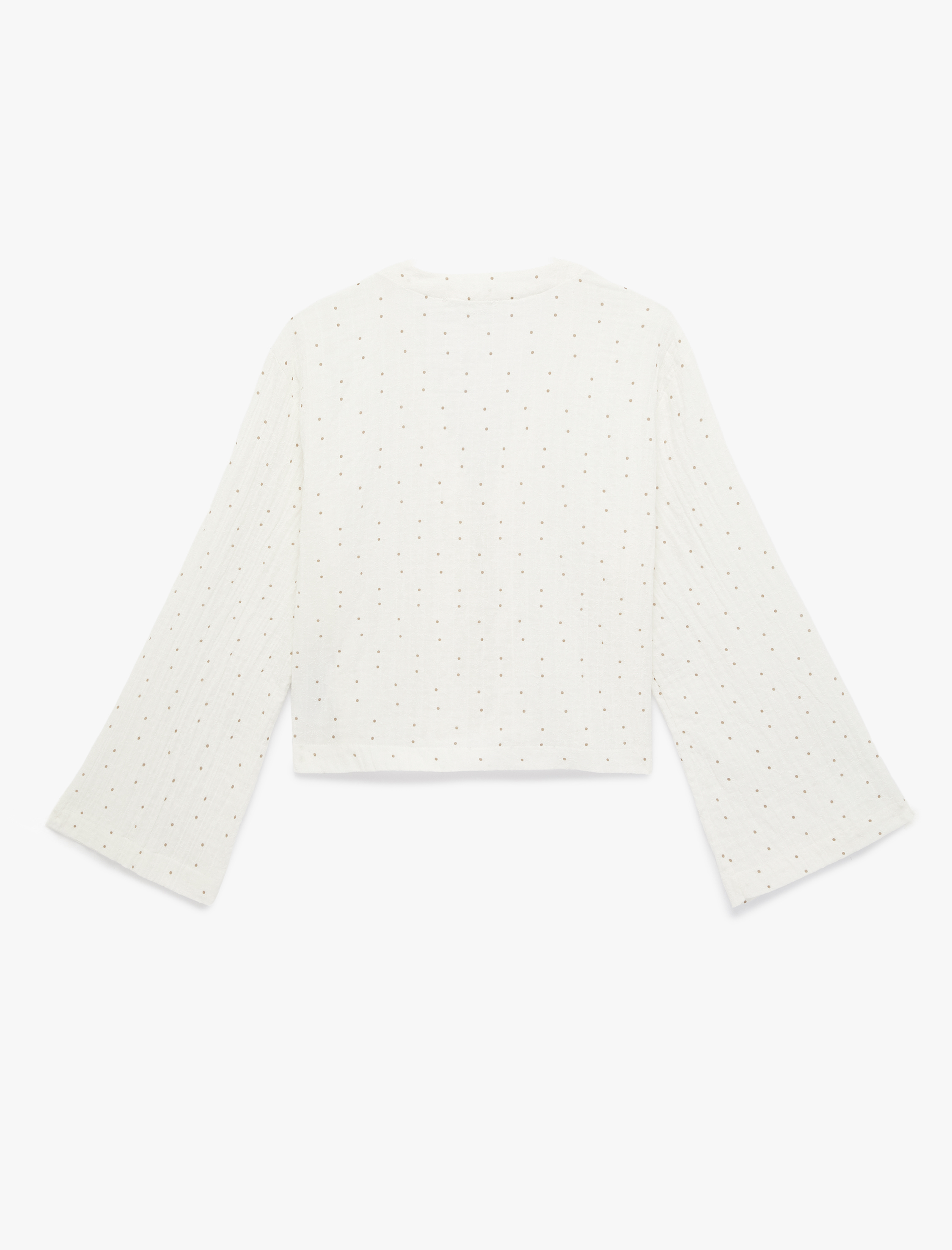   Pamuklu Uzun Kollu V Yaka Bağlamalı Fiyonk Detaylı Bluz