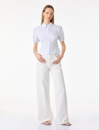 Pamuklu Slim Fit Kısa Kollu Çizgili Gömlek