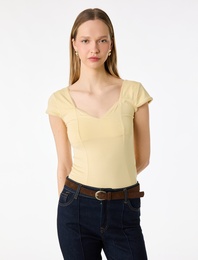 Slim Fit Kısa Kollu V Yaka Viskon Tişört