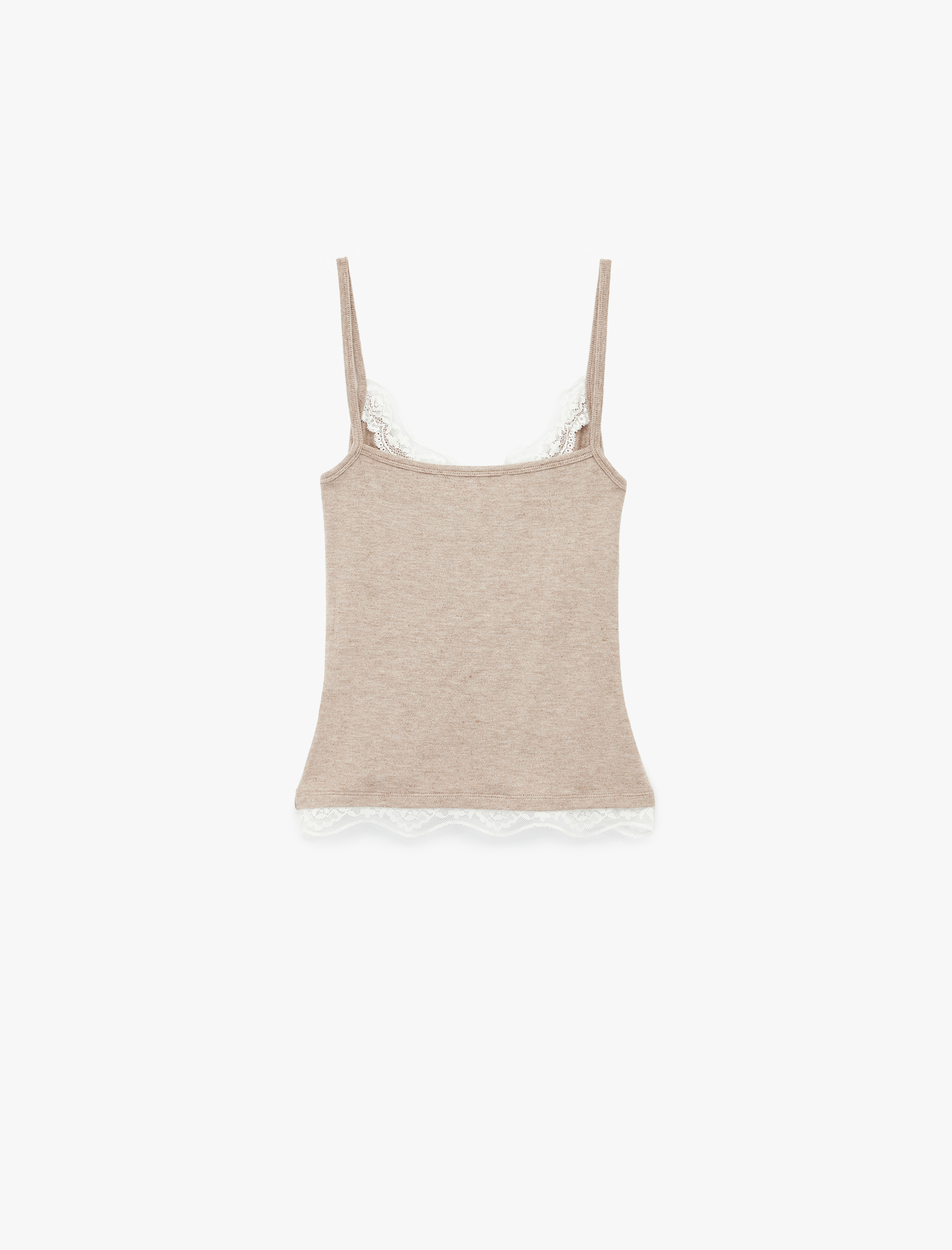   Dantel Detaylı Viskon Kolsuz Slim Fit İnce Askılı Atlet