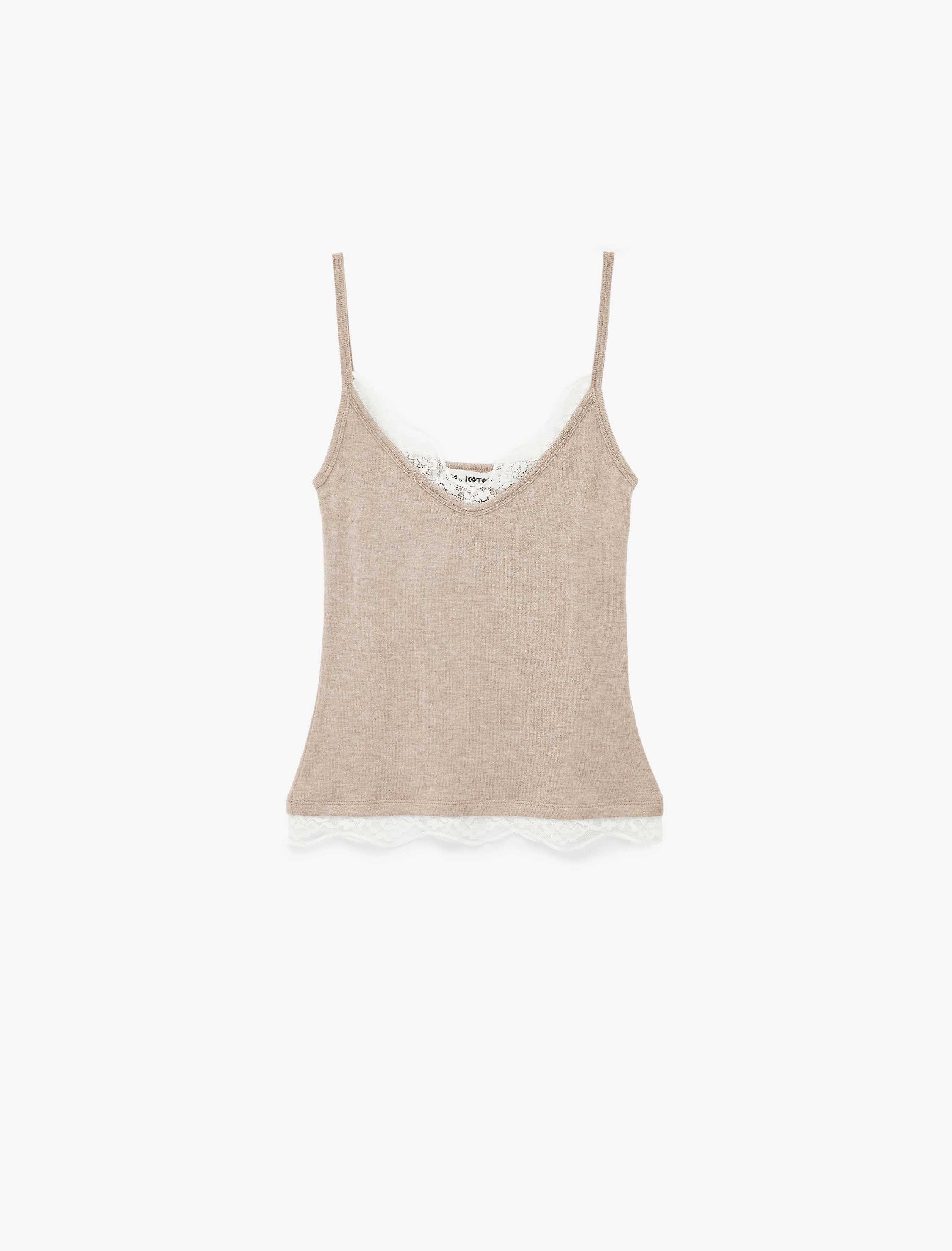   Dantel Detaylı Viskon Kolsuz Slim Fit İnce Askılı Atlet