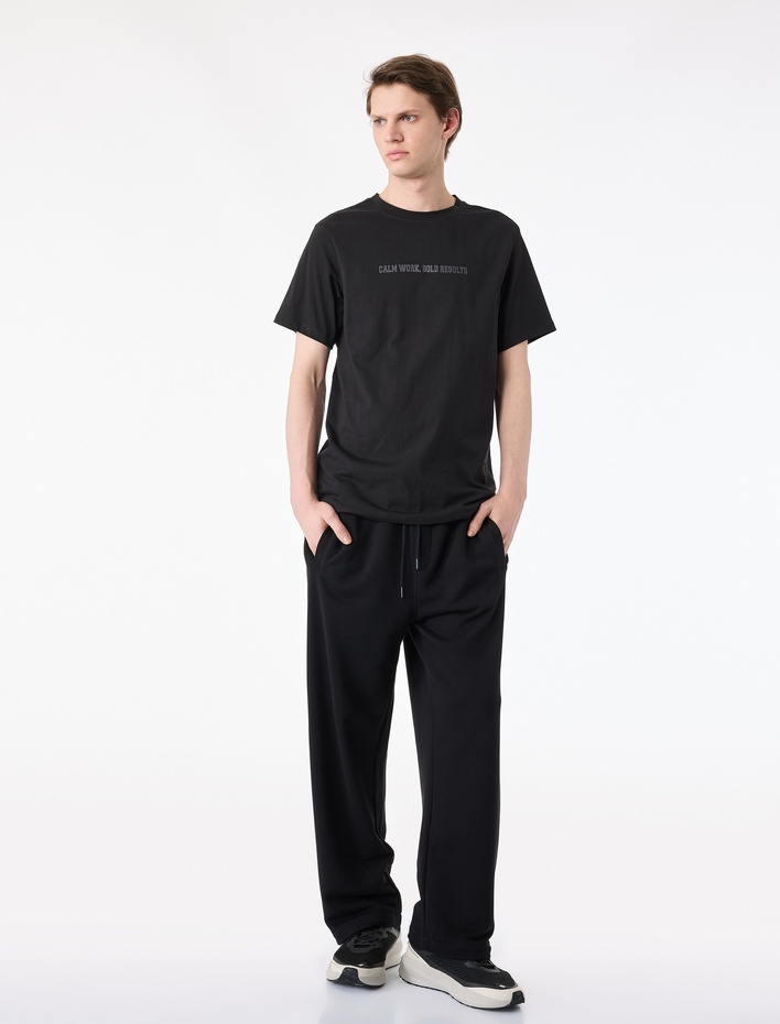  Beli Bağcıklı Cepli Rahat Kalıp Geniş Paça Spor Eşofman Altı