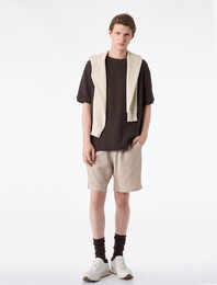 Bermuda Cepli Dokulu Beli Bağcıklı Şort