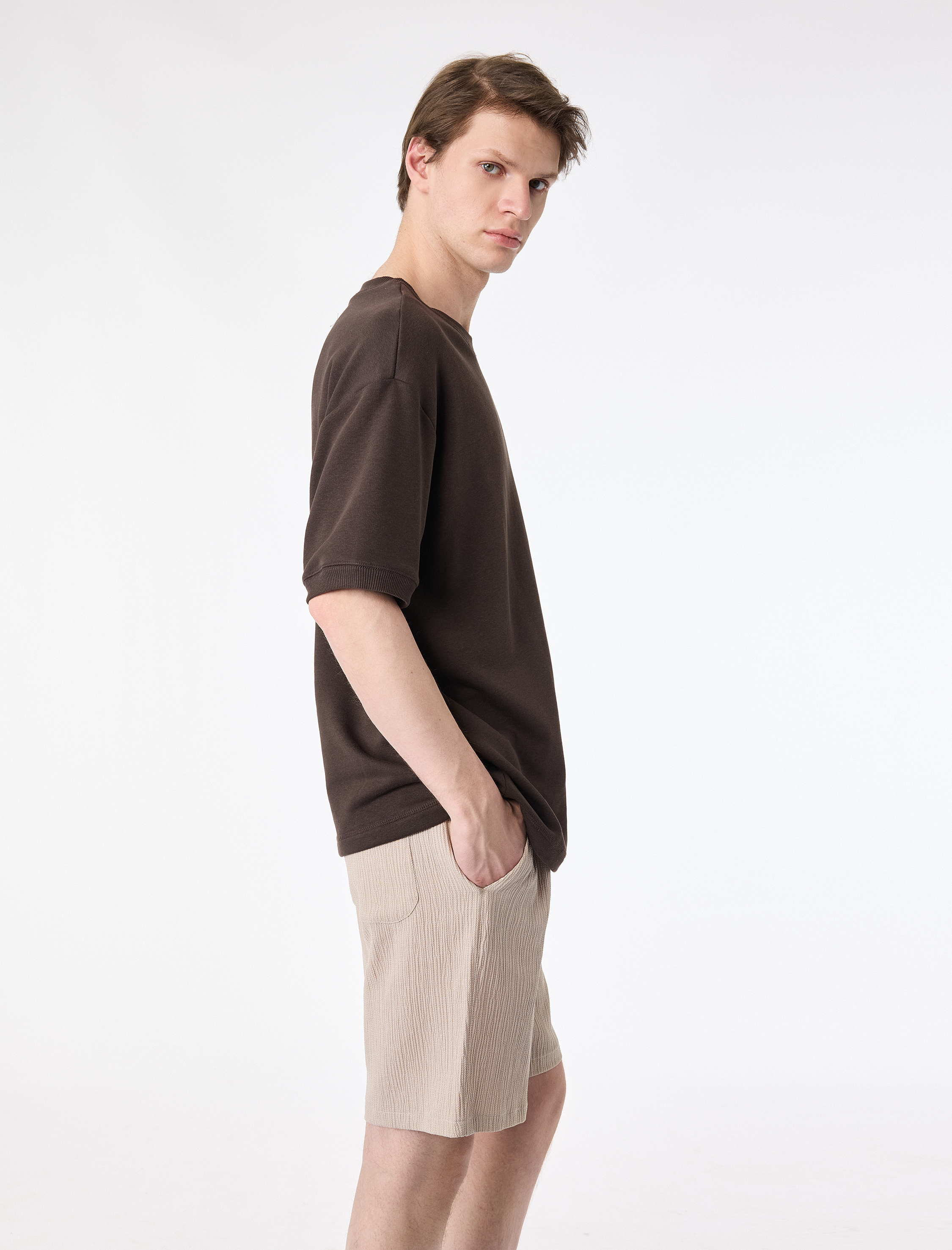   Bermuda Cepli Dokulu Beli Bağcıklı Şort