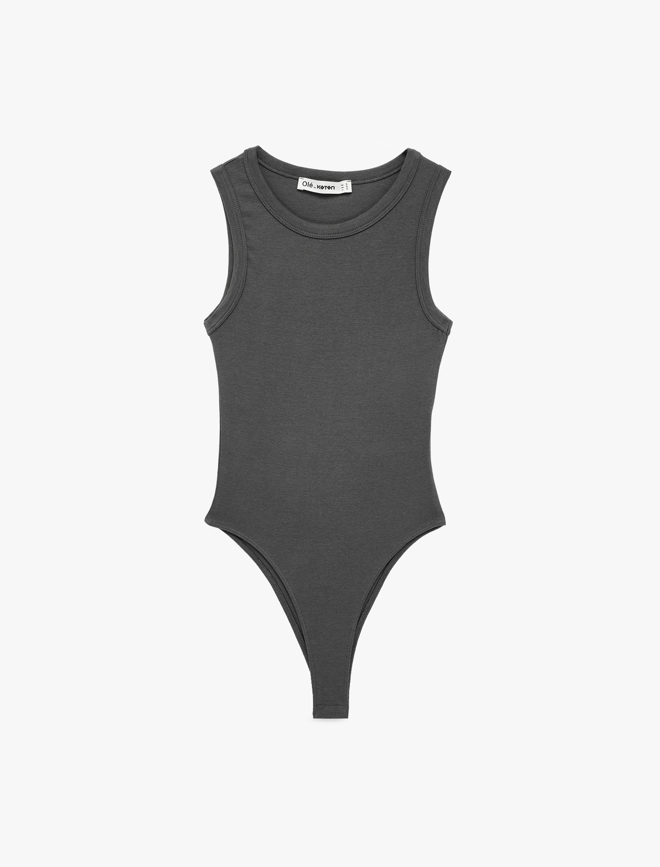  Çıtçıt Düğme Detaylı Kolsuz Bisiklet Yaka Bodysuit