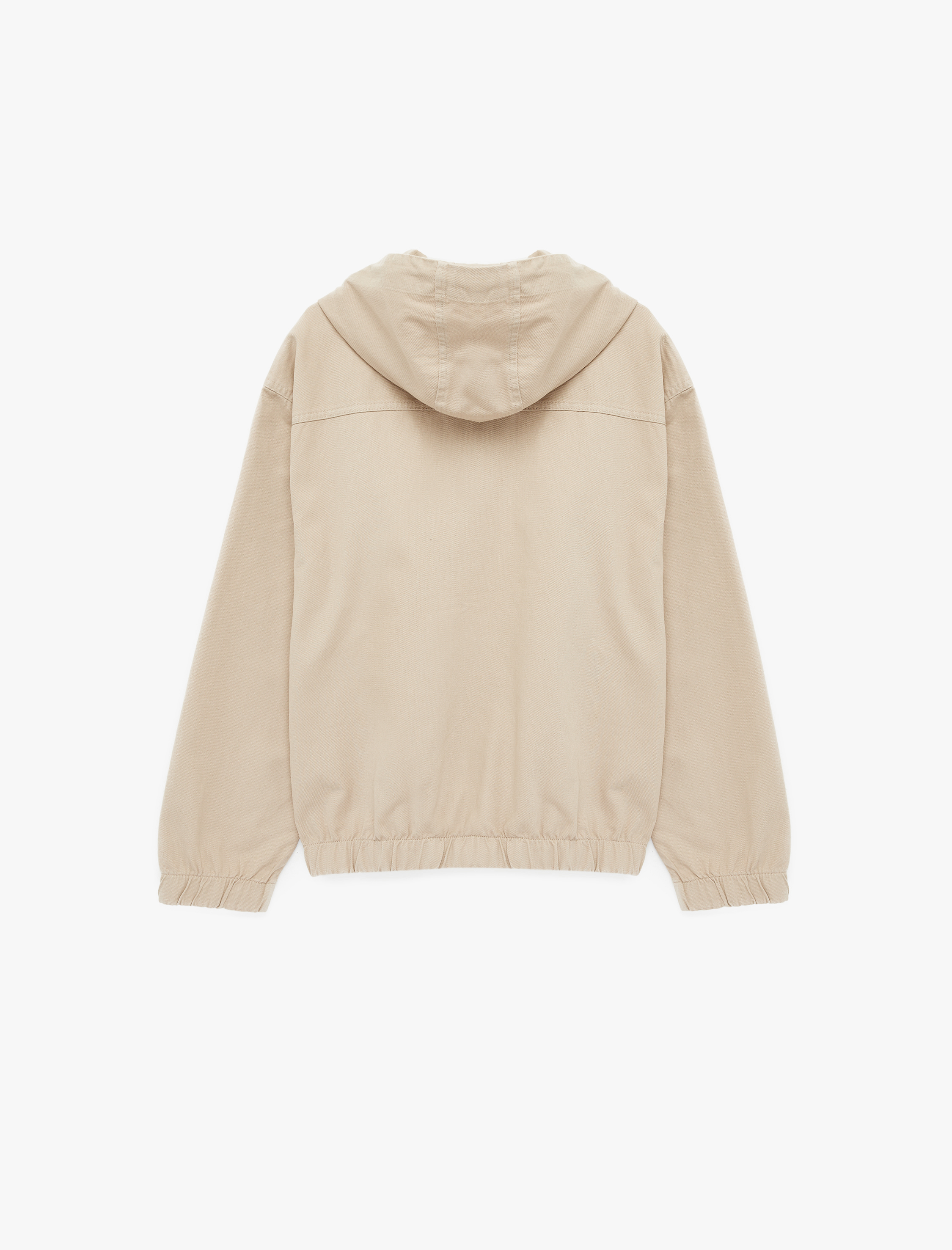   Pamuklu Cepli Uzun Kollu Fermuarlı Oversize Kapşonlu Jean Ceket