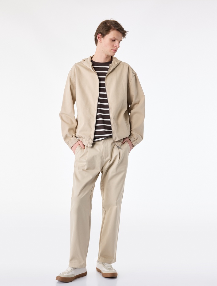  Pamuklu Cepli Uzun Kollu Fermuarlı Oversize Kapşonlu Jean Ceket