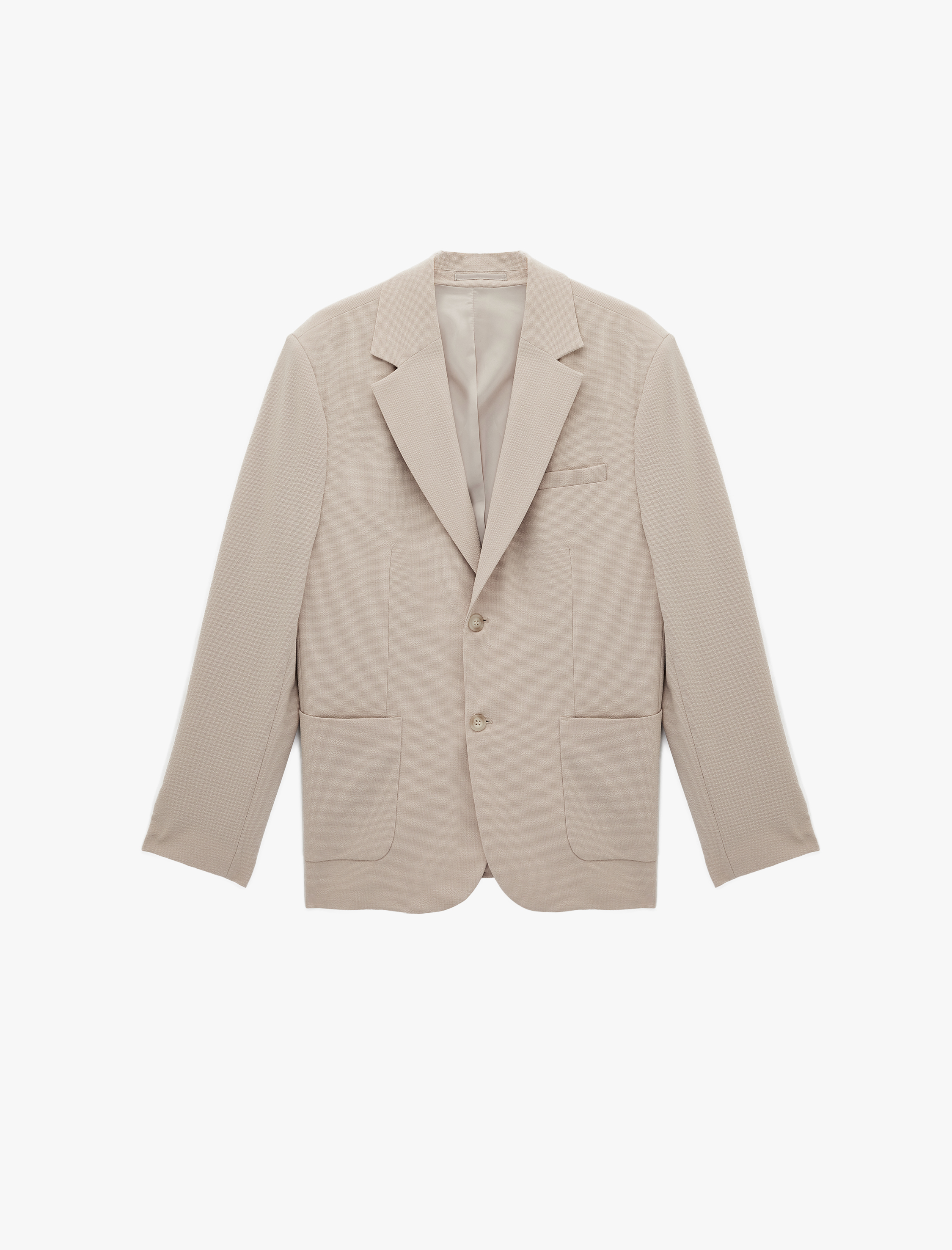   Regular Fit Uzun Kollu Cepli Düğmeli Gömlek Yaka Blazer Ceket