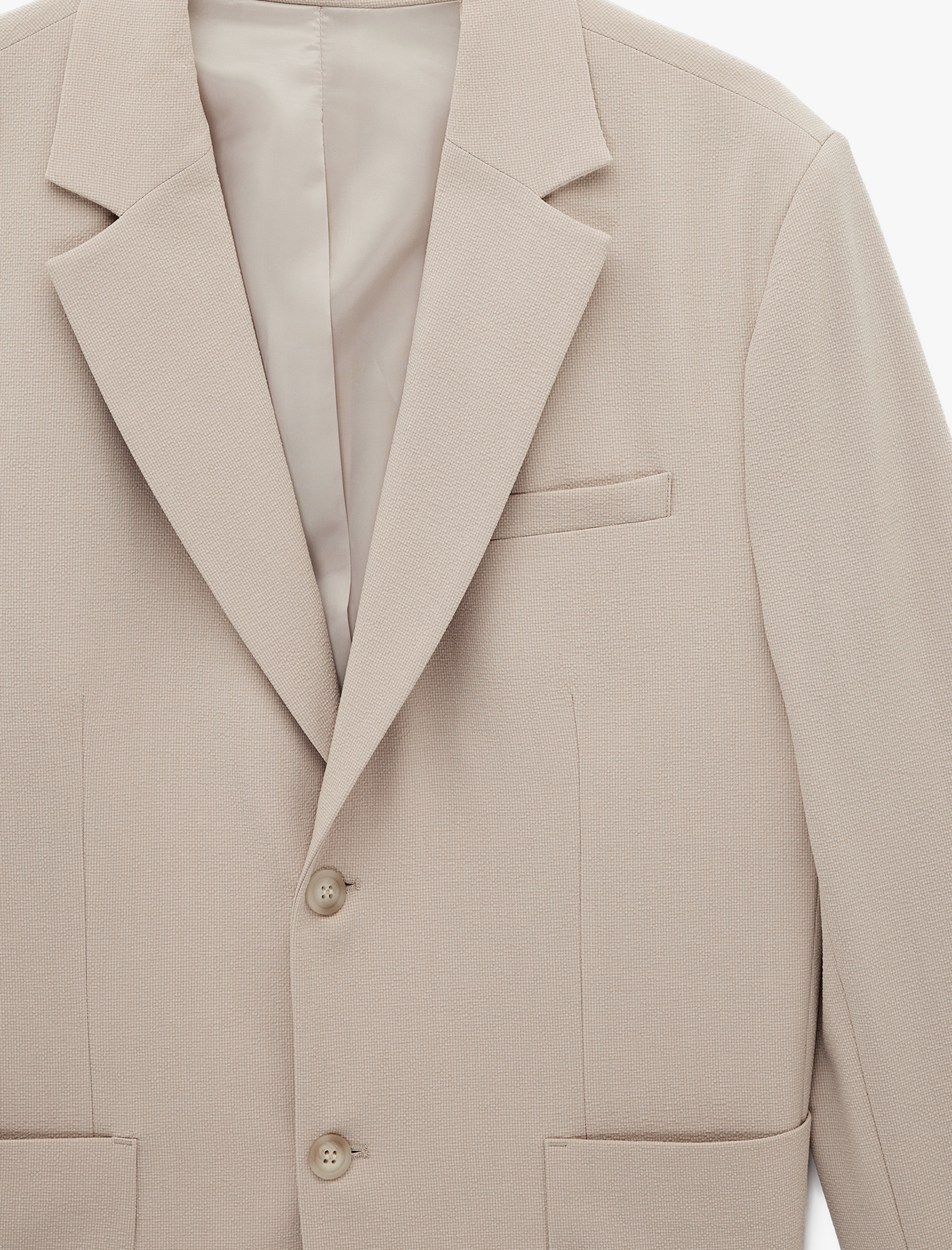   Regular Fit Uzun Kollu Cepli Düğmeli Gömlek Yaka Blazer Ceket