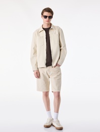 Uzun Kollu Cepli Klasik Yaka Fermuarlı Gömlek Ceket