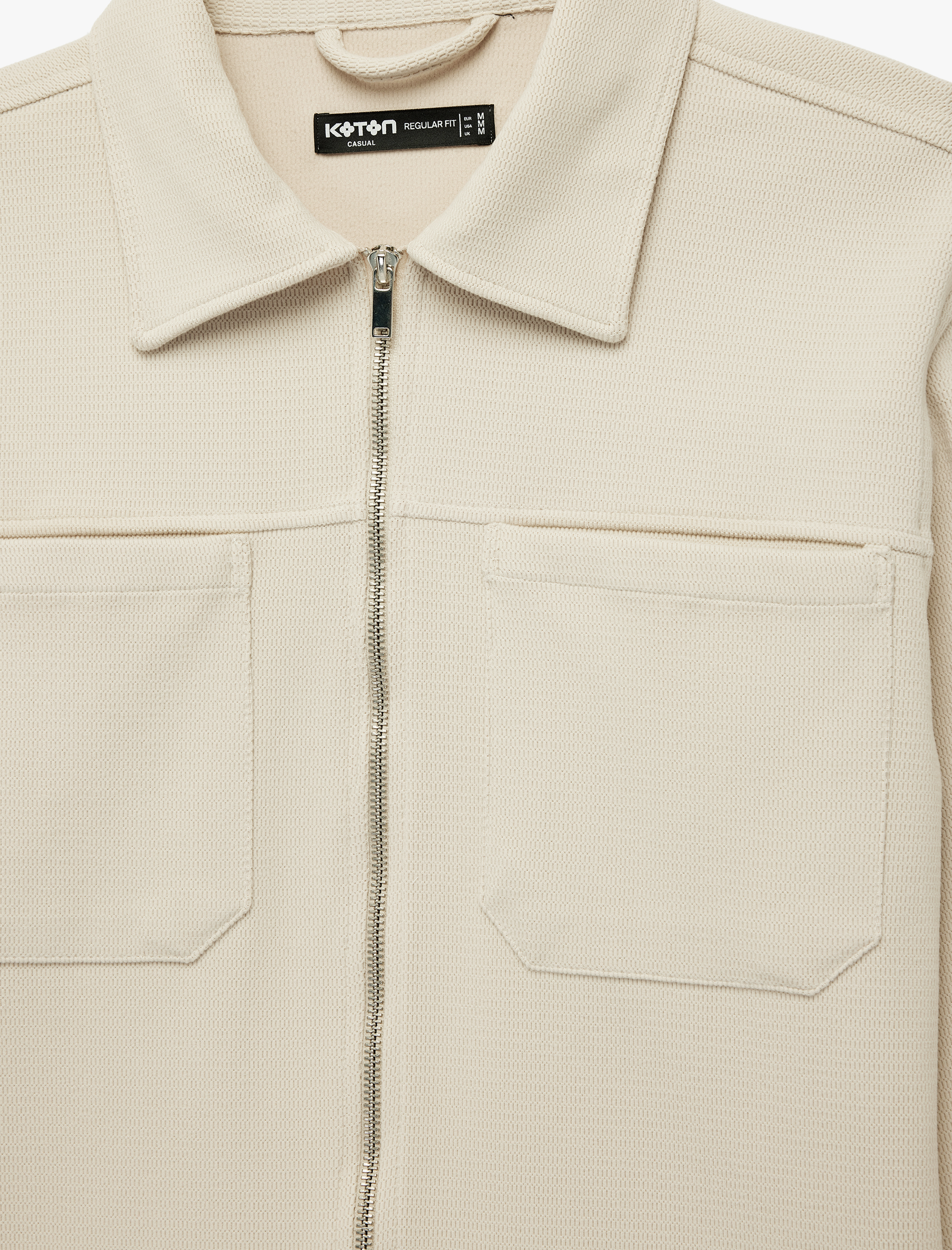   Uzun Kollu Cepli Klasik Yaka Fermuarlı Gömlek Ceket