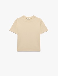 Pamuklu Kısa Kollu Bisiklet Yaka Oversize Basic Tişört