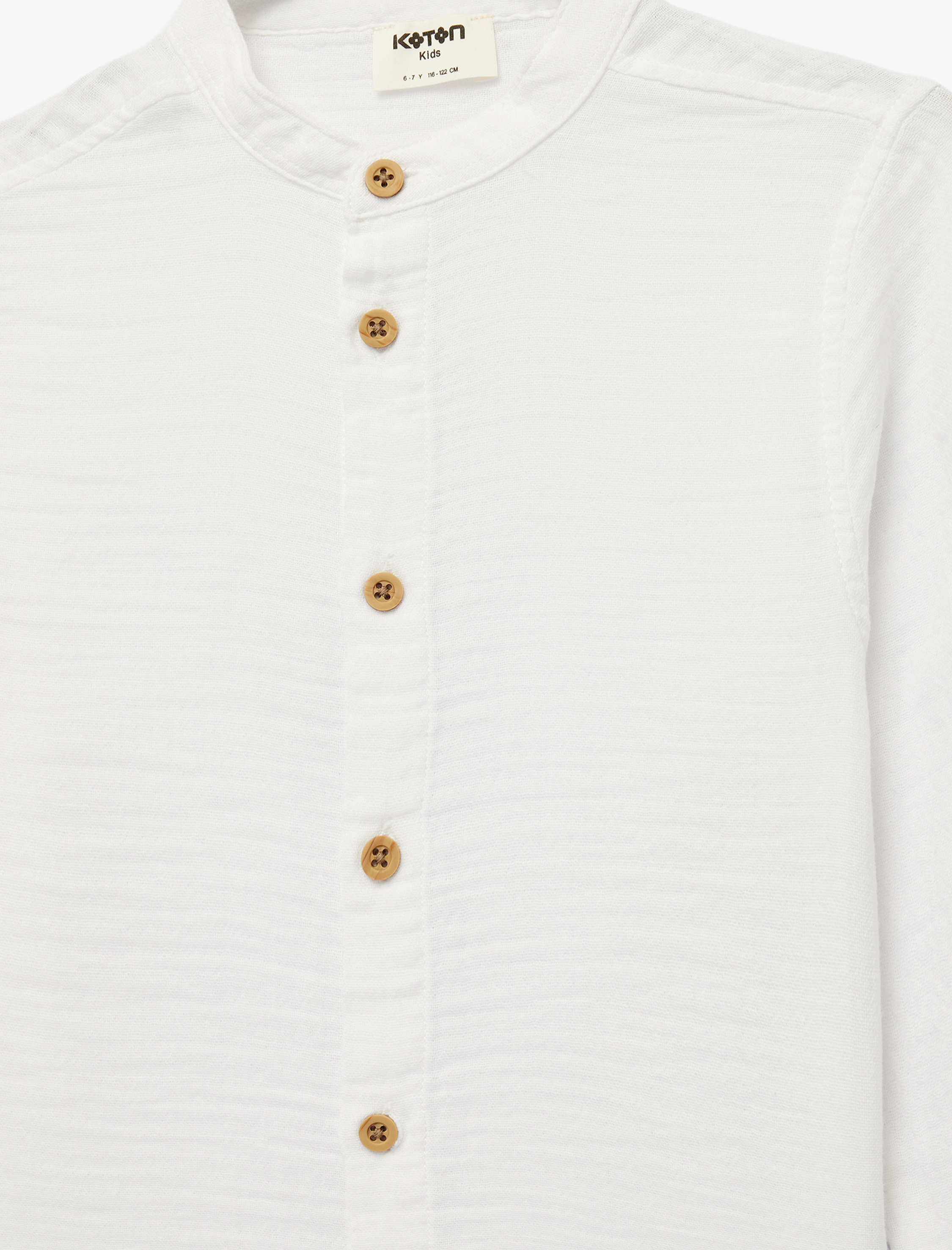  Erkek Çocuk Pamuklu Uzun Kollu Düğmeli Müslin Hakim Yaka Gömlek