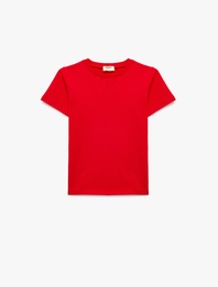 Kısa Kollu Bisiklet Yaka Pamuklu Basic Tişört