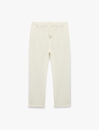 Straight Fit Cepli Duble Paça Beli Bağcıklı Pantolon