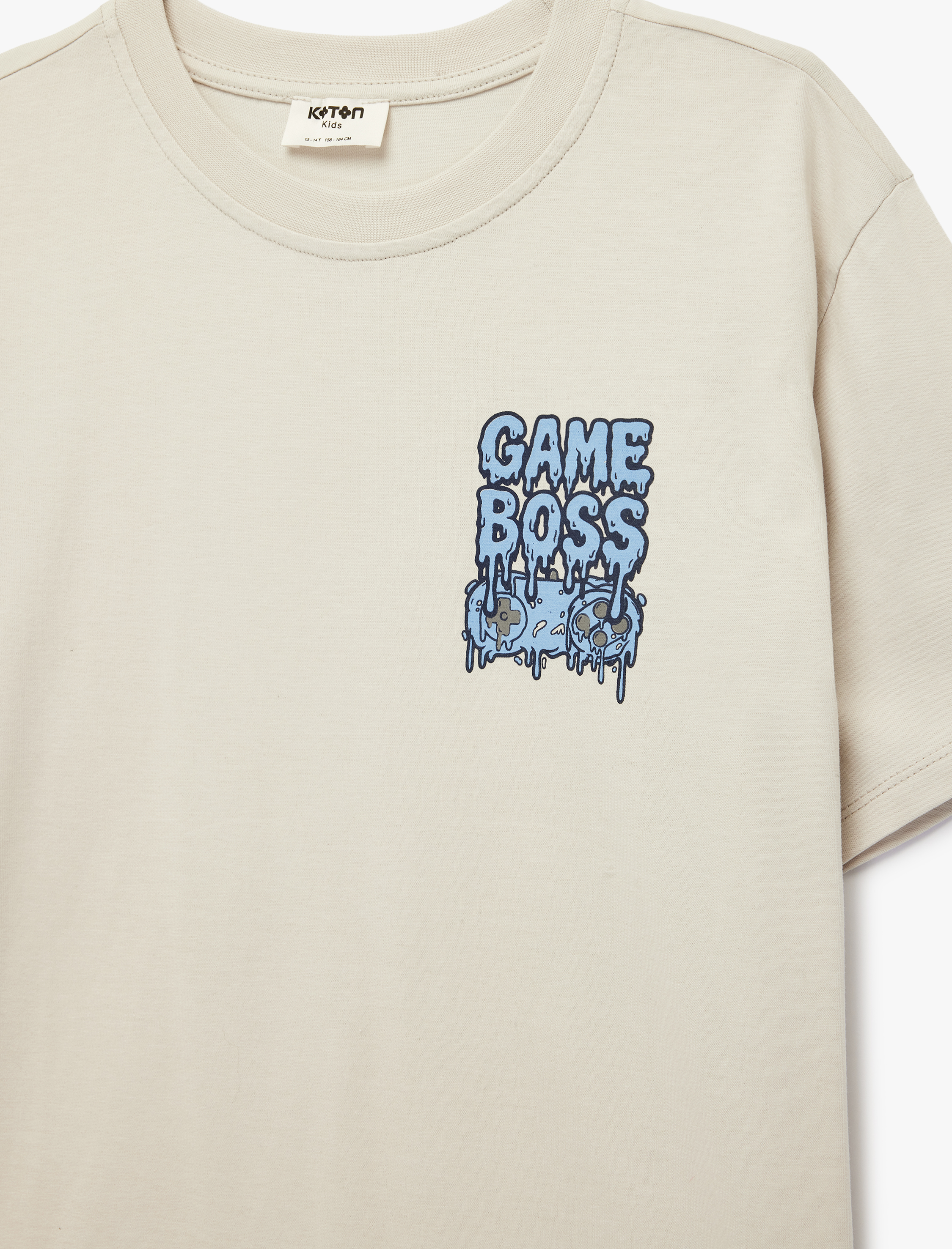  Erkek Çocuk Pamuklu Kısa Kollu Bisiklet Yaka Baskılı Tişört