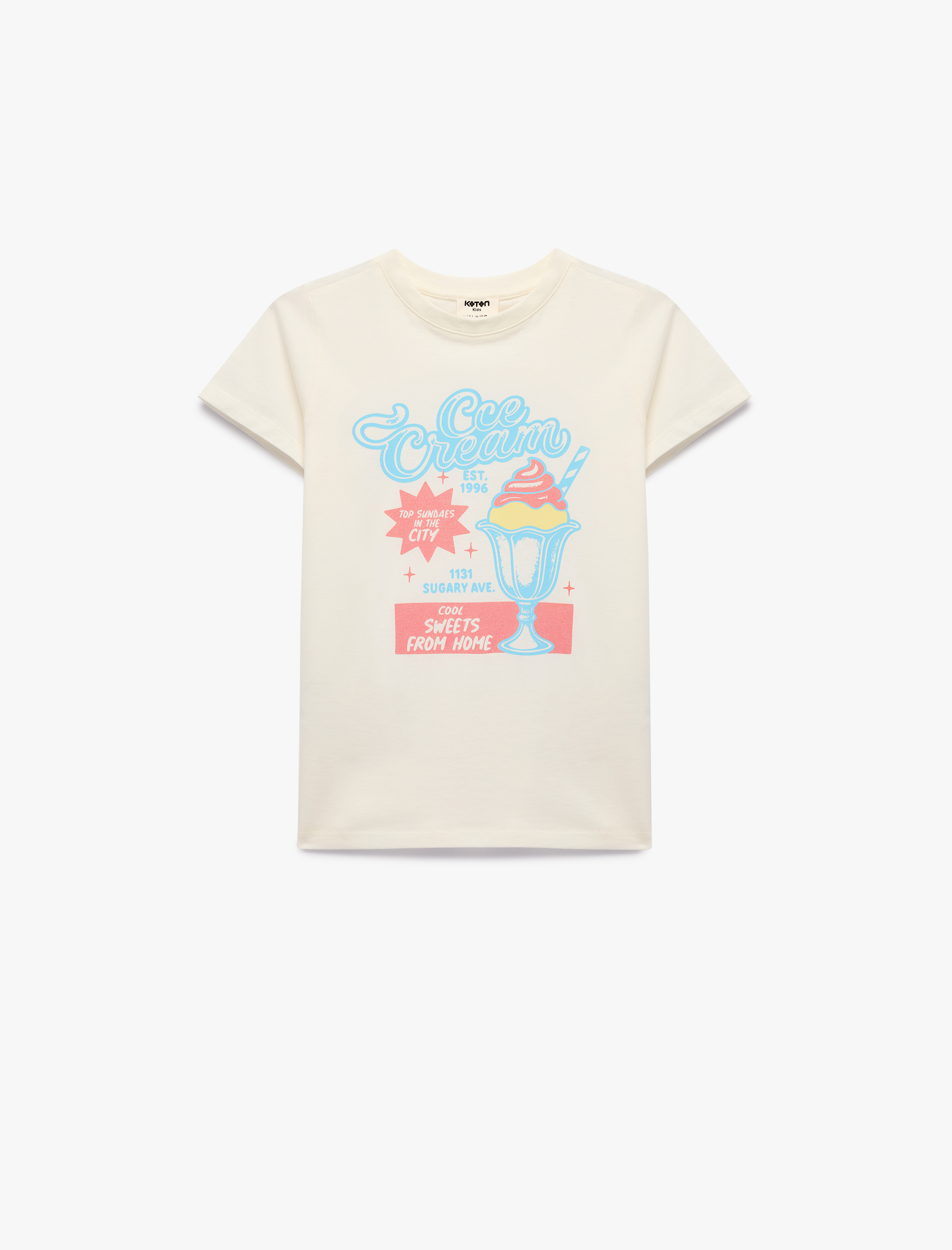  Kız Çocuk Pamuklu Kısa Kollu Bisiklet Yaka Baskılı Tişört