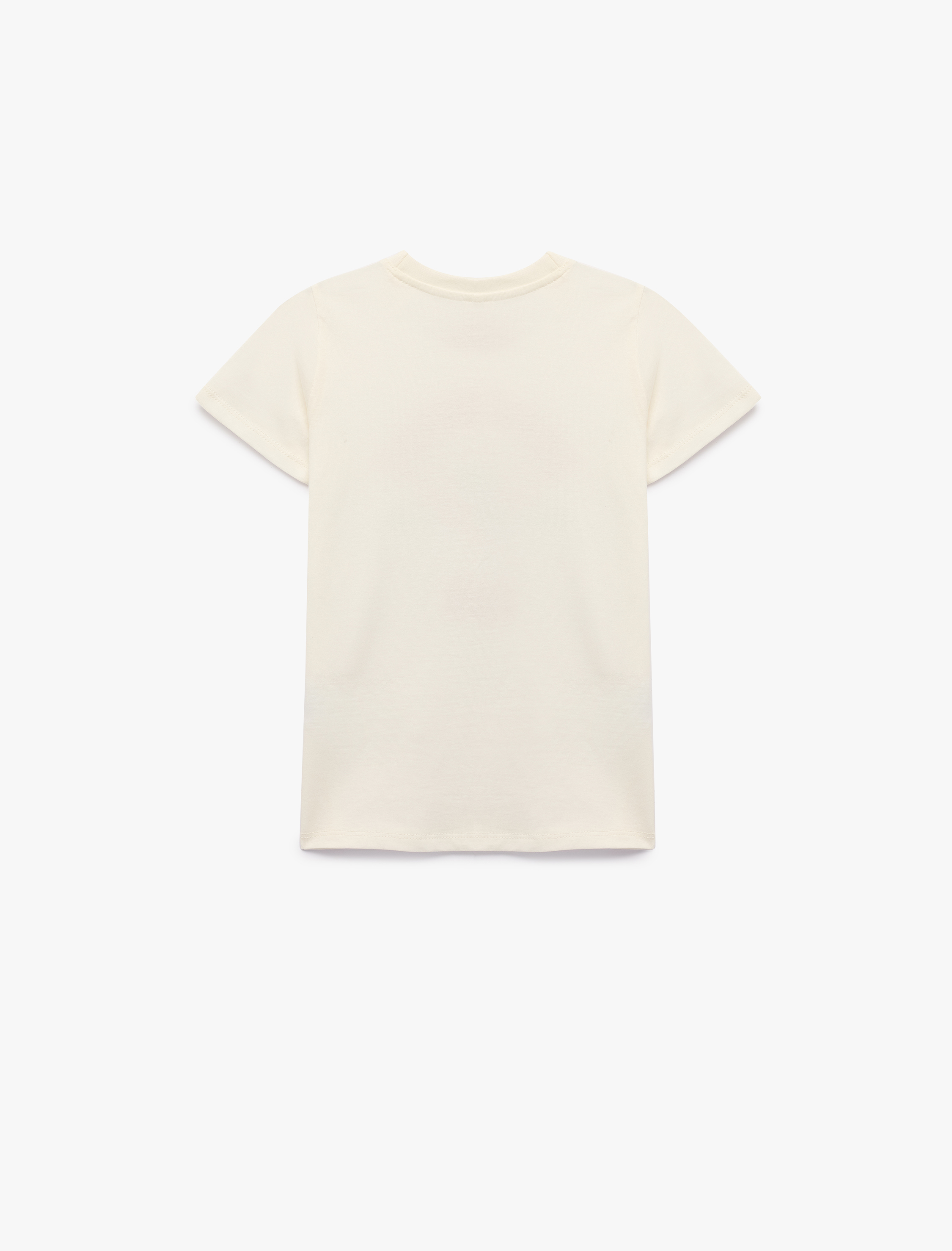  Kız Çocuk Pamuklu Kısa Kollu Bisiklet Yaka Baskılı Tişört