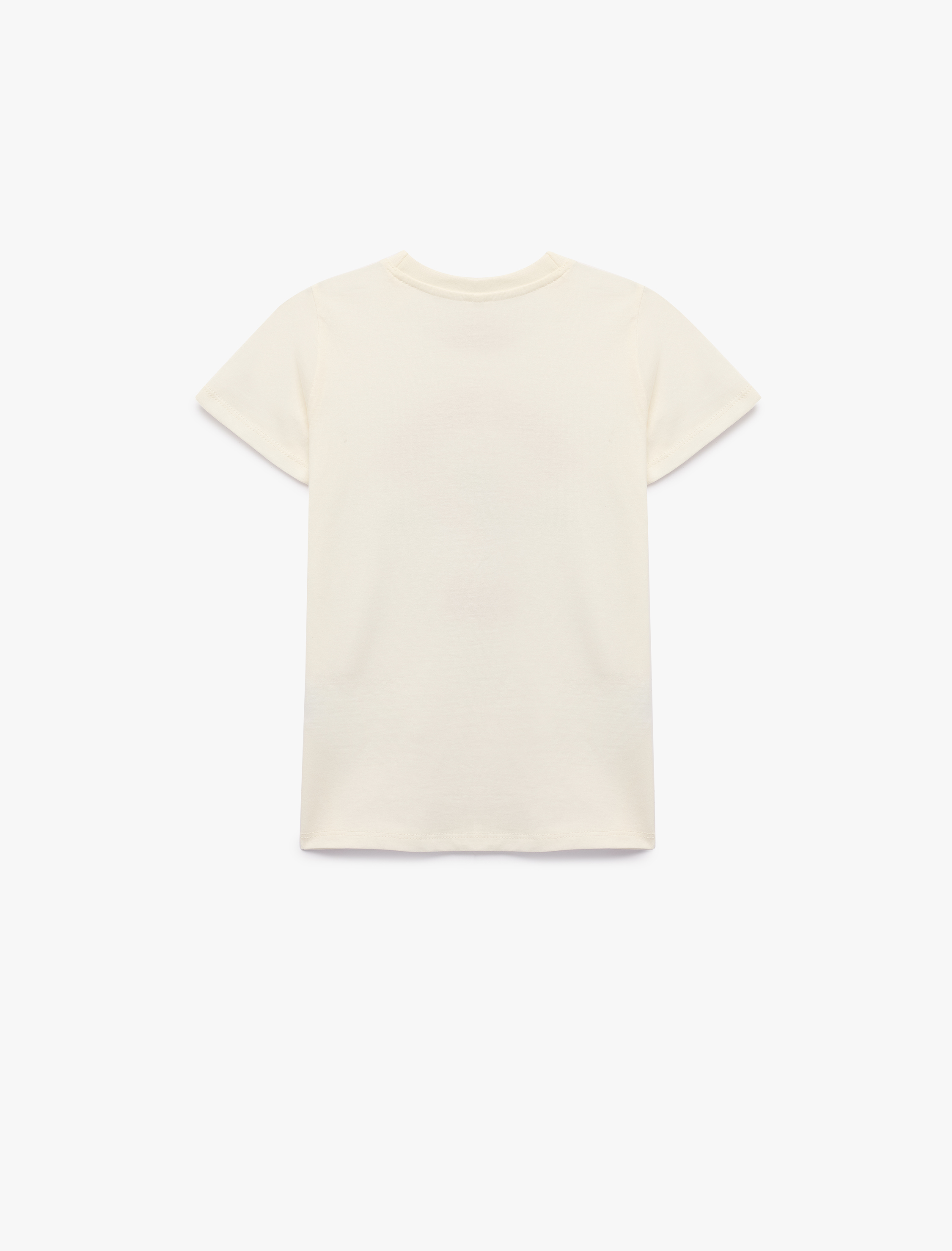  Kız Çocuk Pamuklu Kısa Kollu Bisiklet Yaka Baskılı Tişört