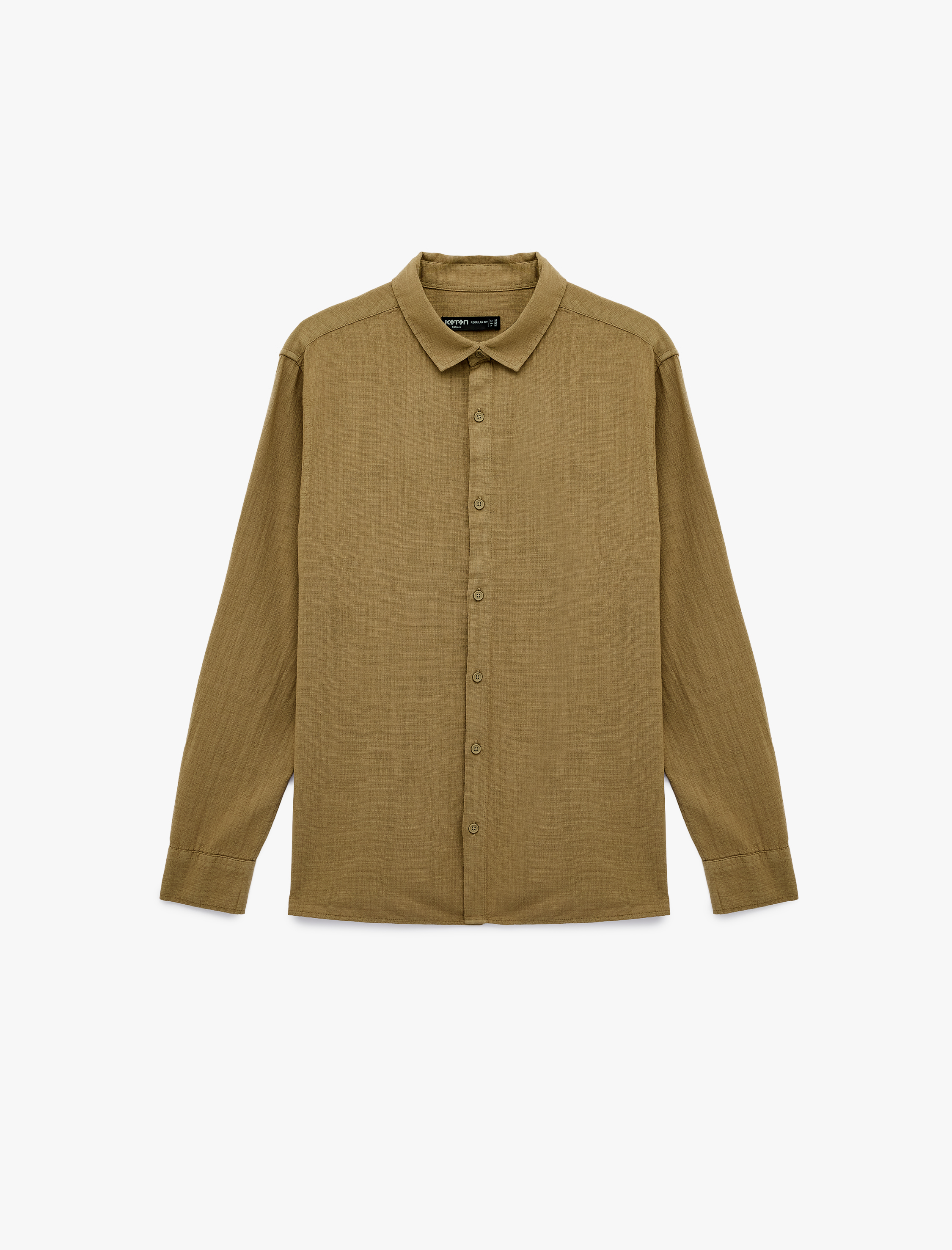   Regular Fit Pamuklu Klasik Yaka Düğmeli Uzun Kollu Gömlek