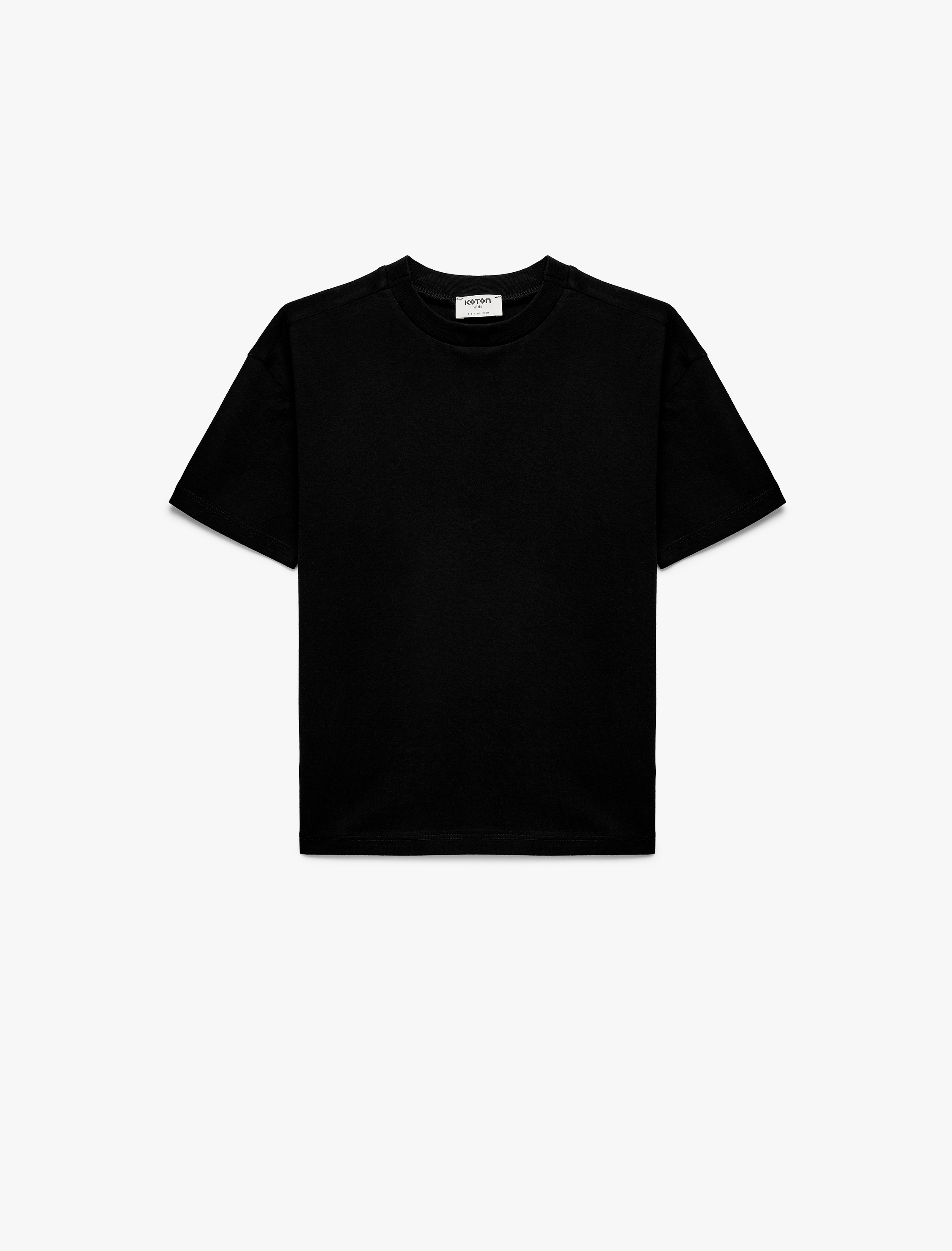  Erkek Çocuk Pamuklu Kısa Kollu Bisiklet Yaka Oversize Basic Tişört